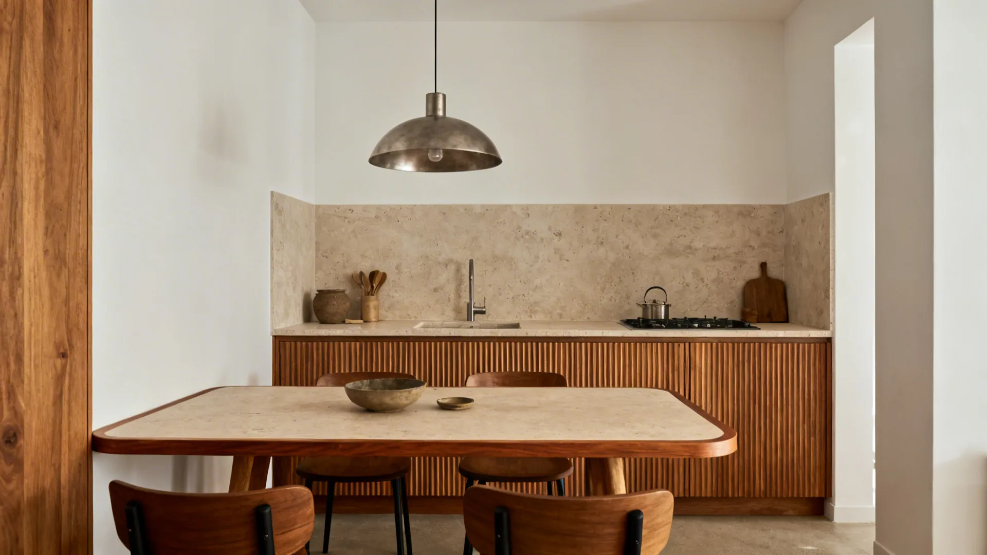 Warm wood elements for a calm, social vibe