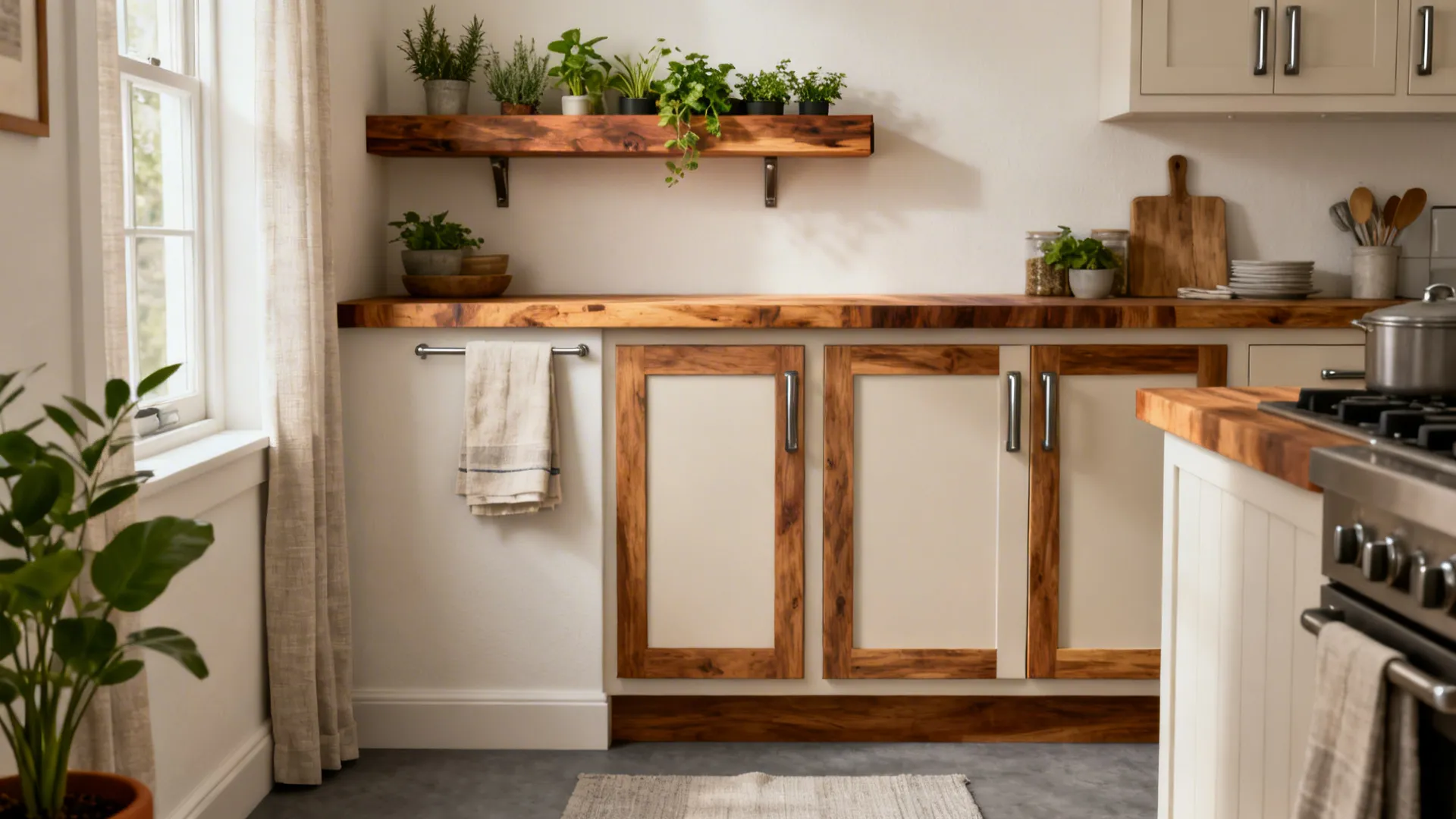 Warm wood accents and mixed textures on a budget