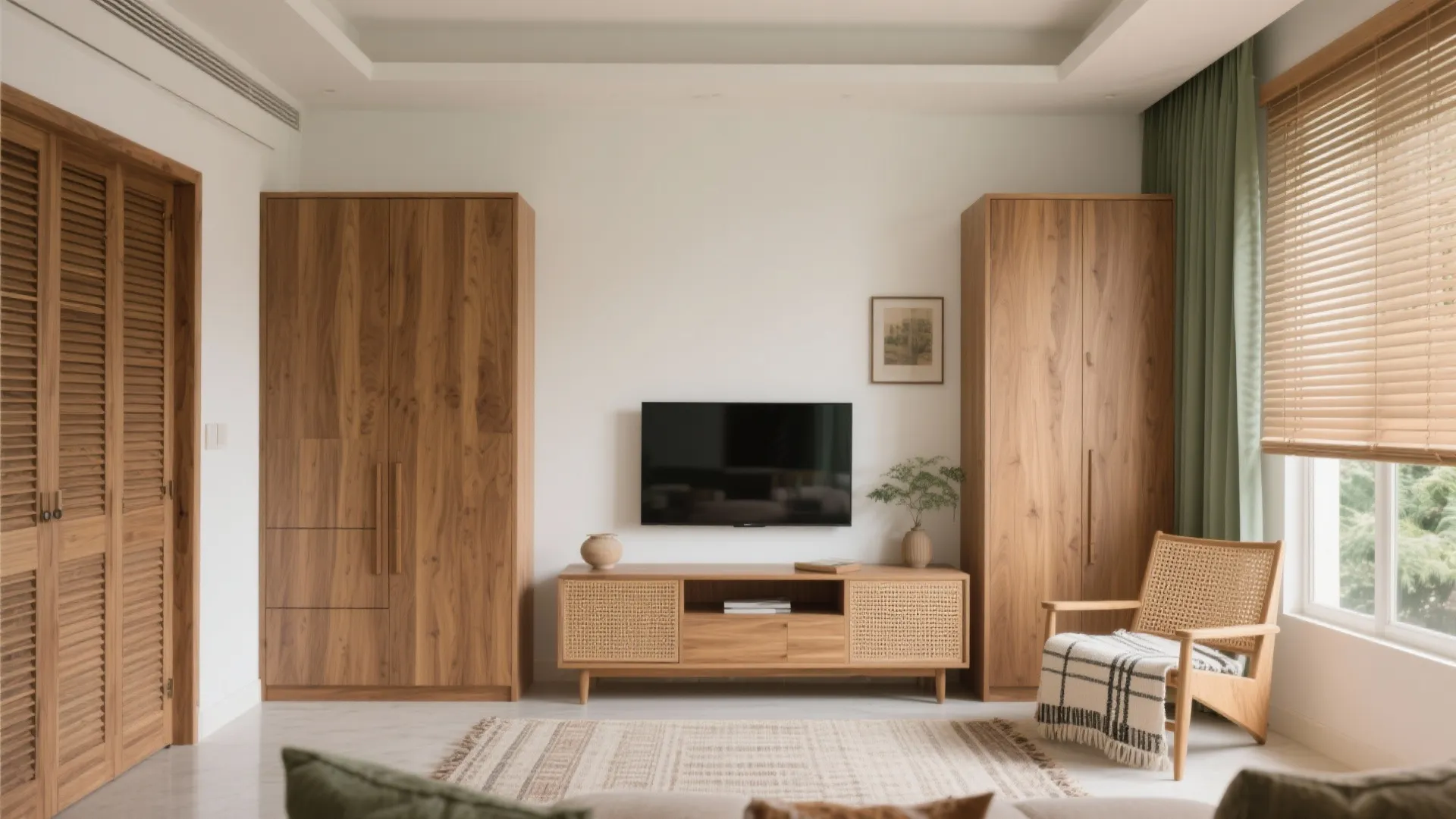 Warm wood accents with Indian textures
