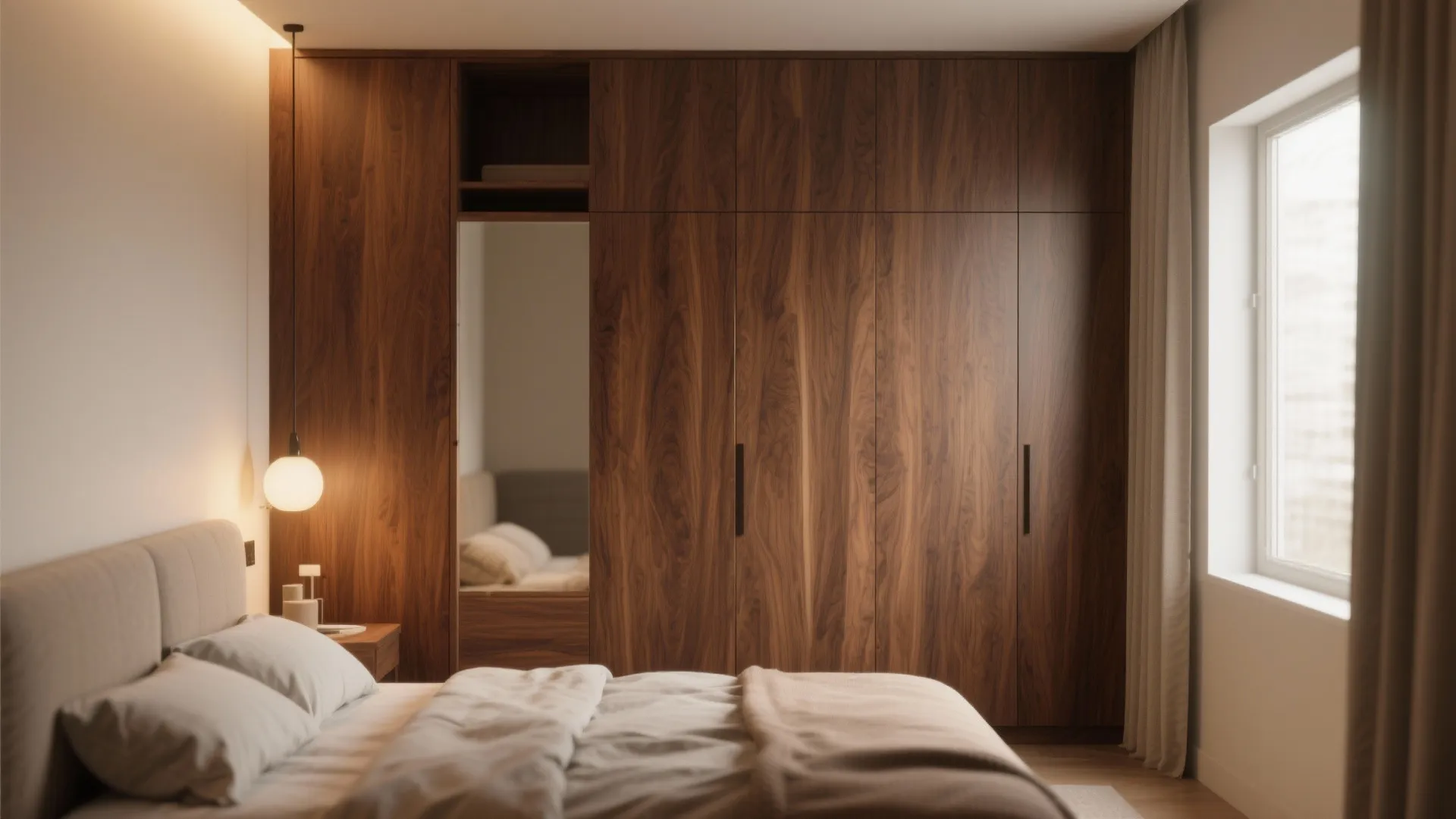 Warm Wooden Almari with Textured Finish