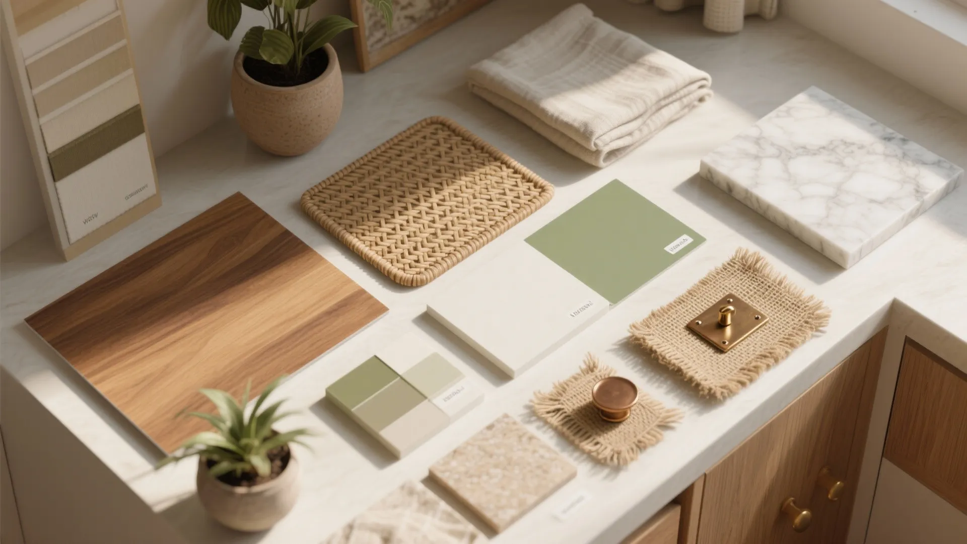 Warm woods, local textures, and a soft palette