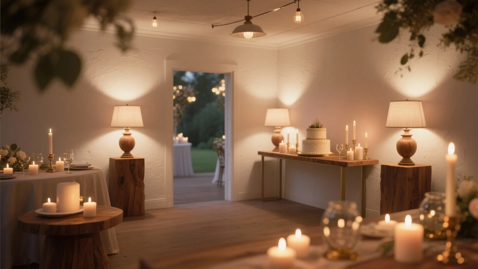 Warm wood, candlelight, and dimmable layers