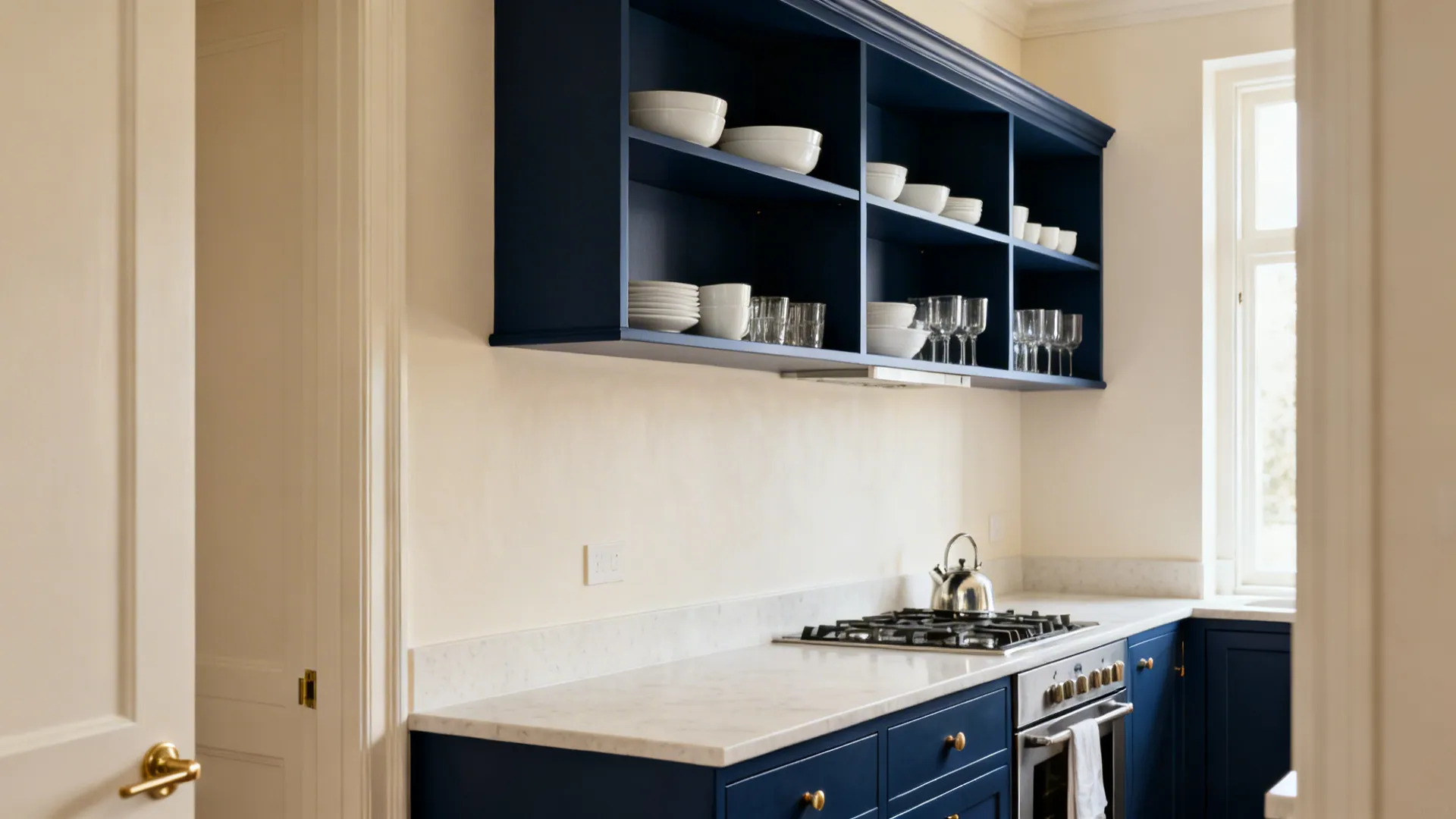 Warm White + Navy: Creamy Contrast That Feels Calm