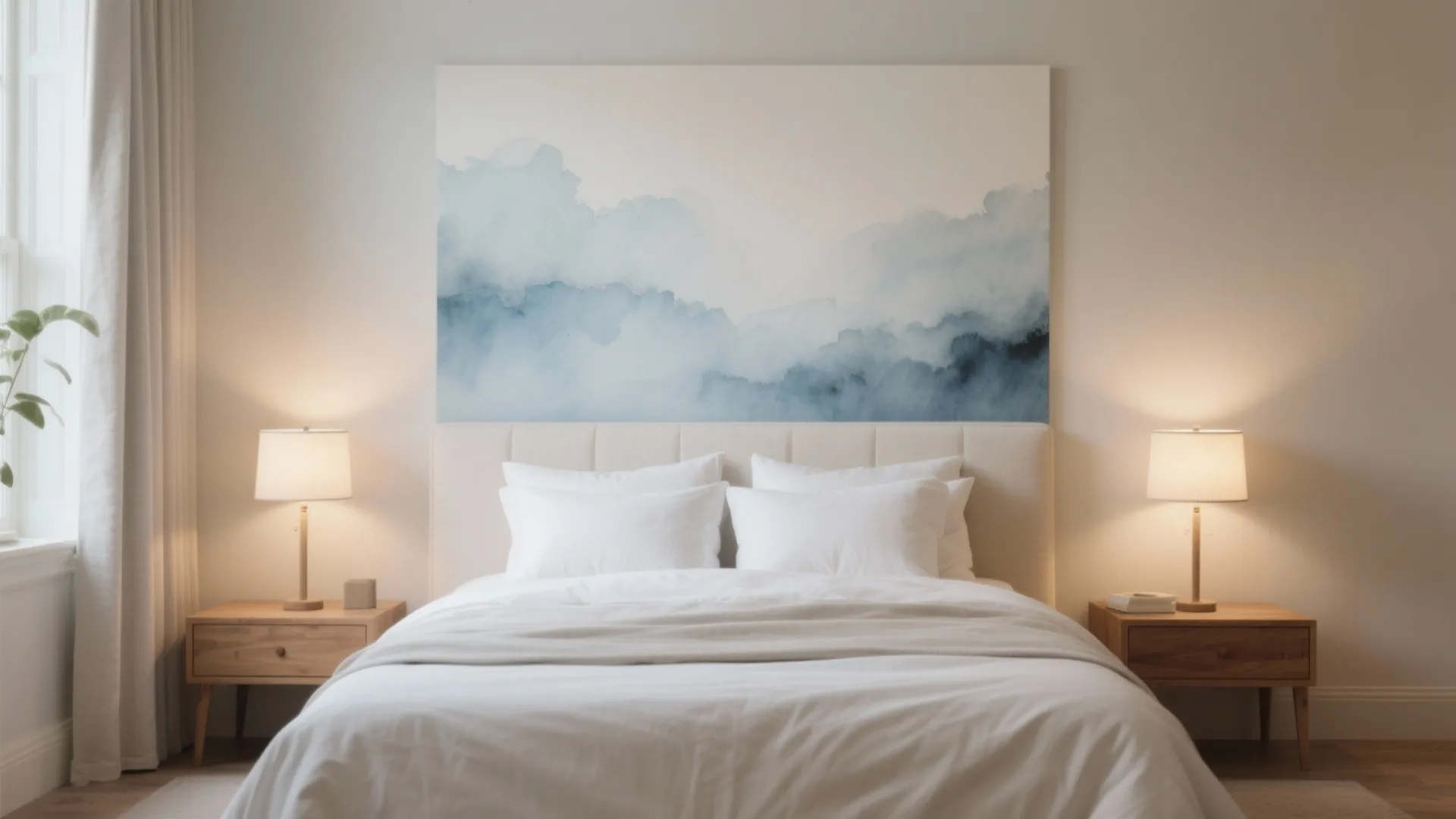 Soft Watercolor Wash as a Printed Headboard
