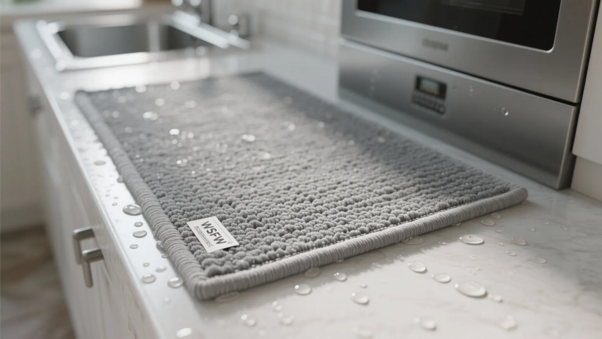 4. Use a washable grey rug near prep zones