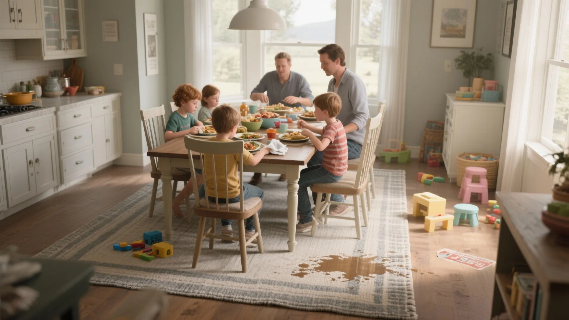 3. Washable, low-pile rugs for families