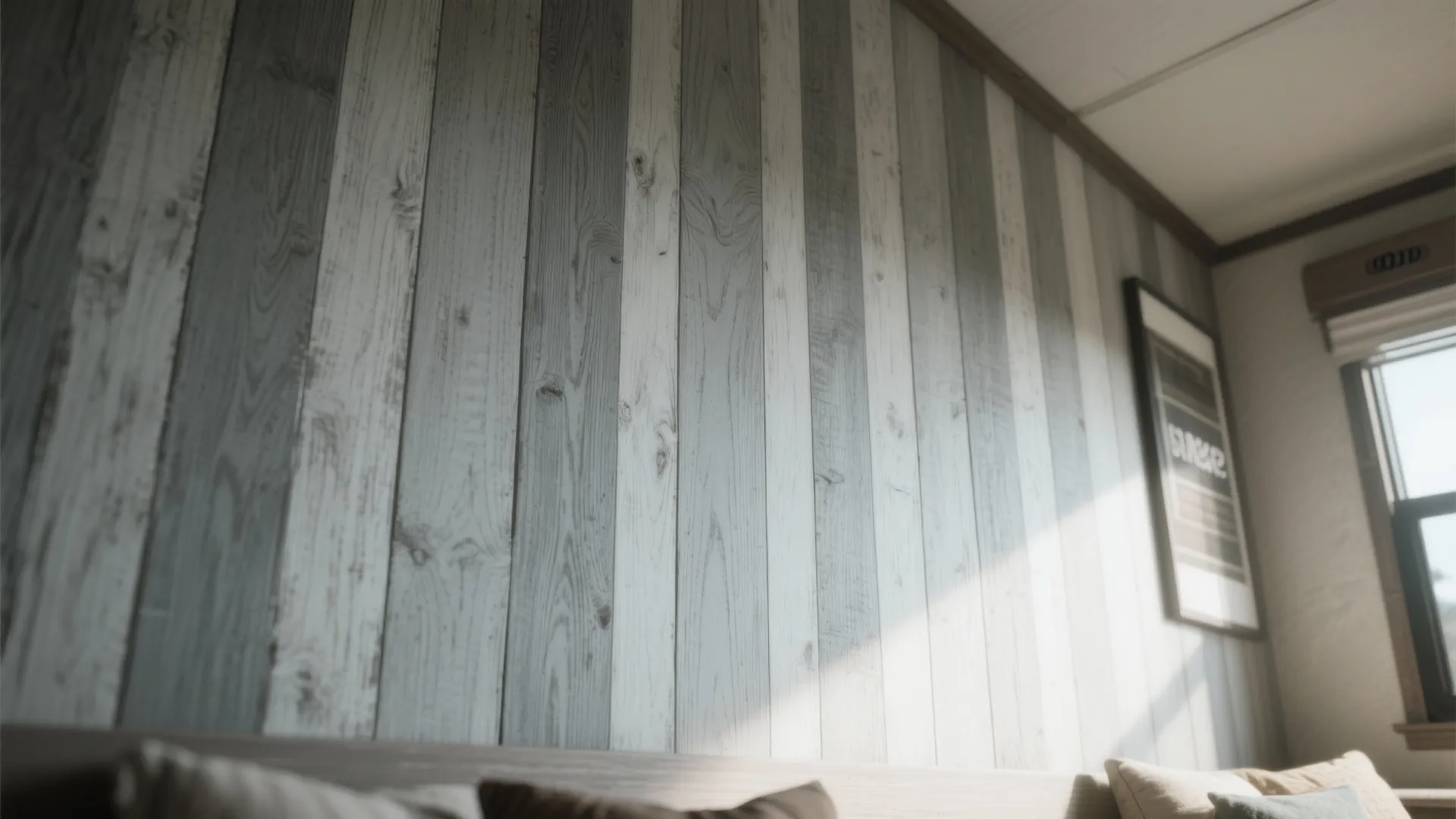 4. Faux plank or washed-gray vertical stripes for height