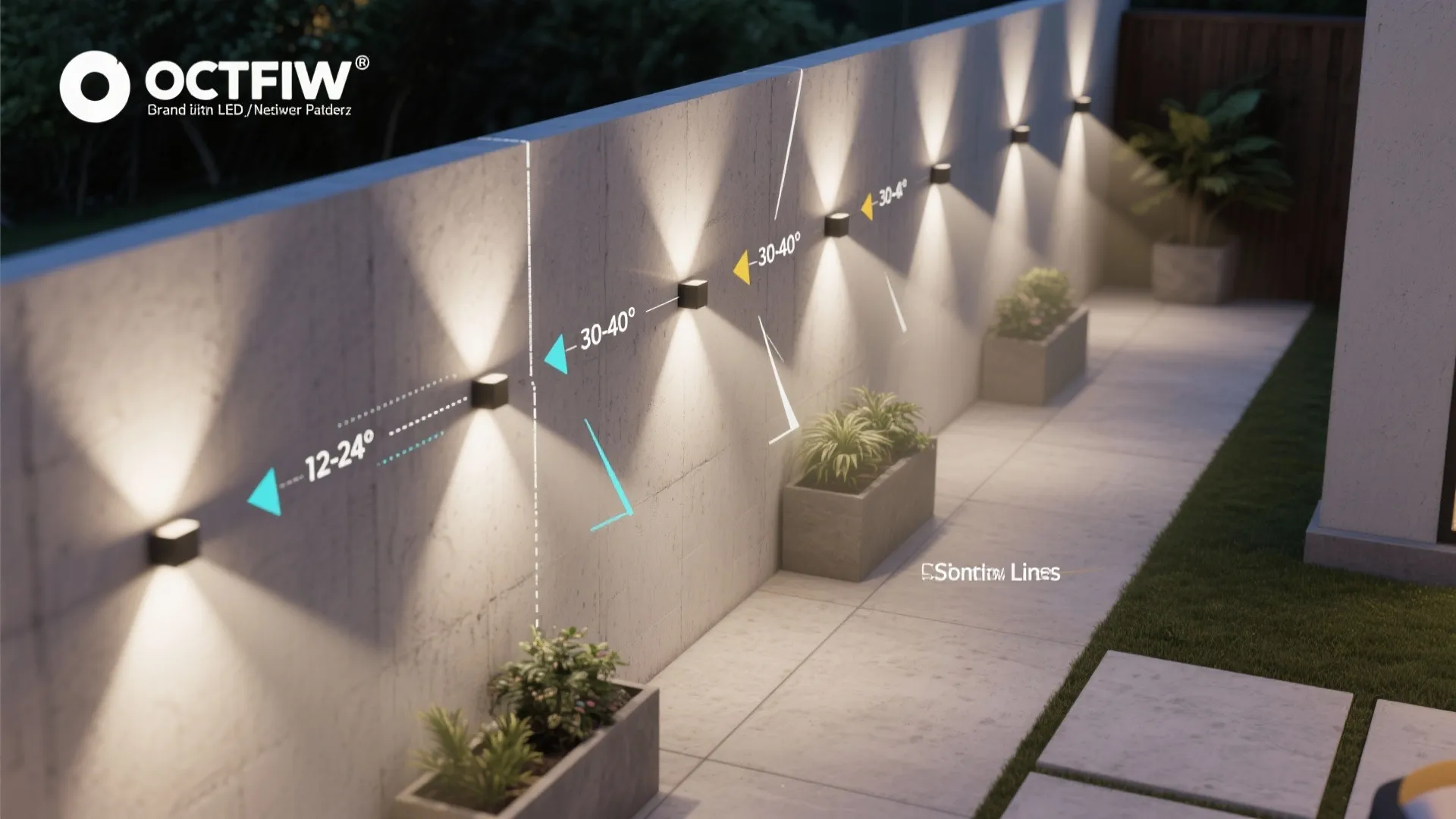 Up-and-down LED wall washers to sculpt texture