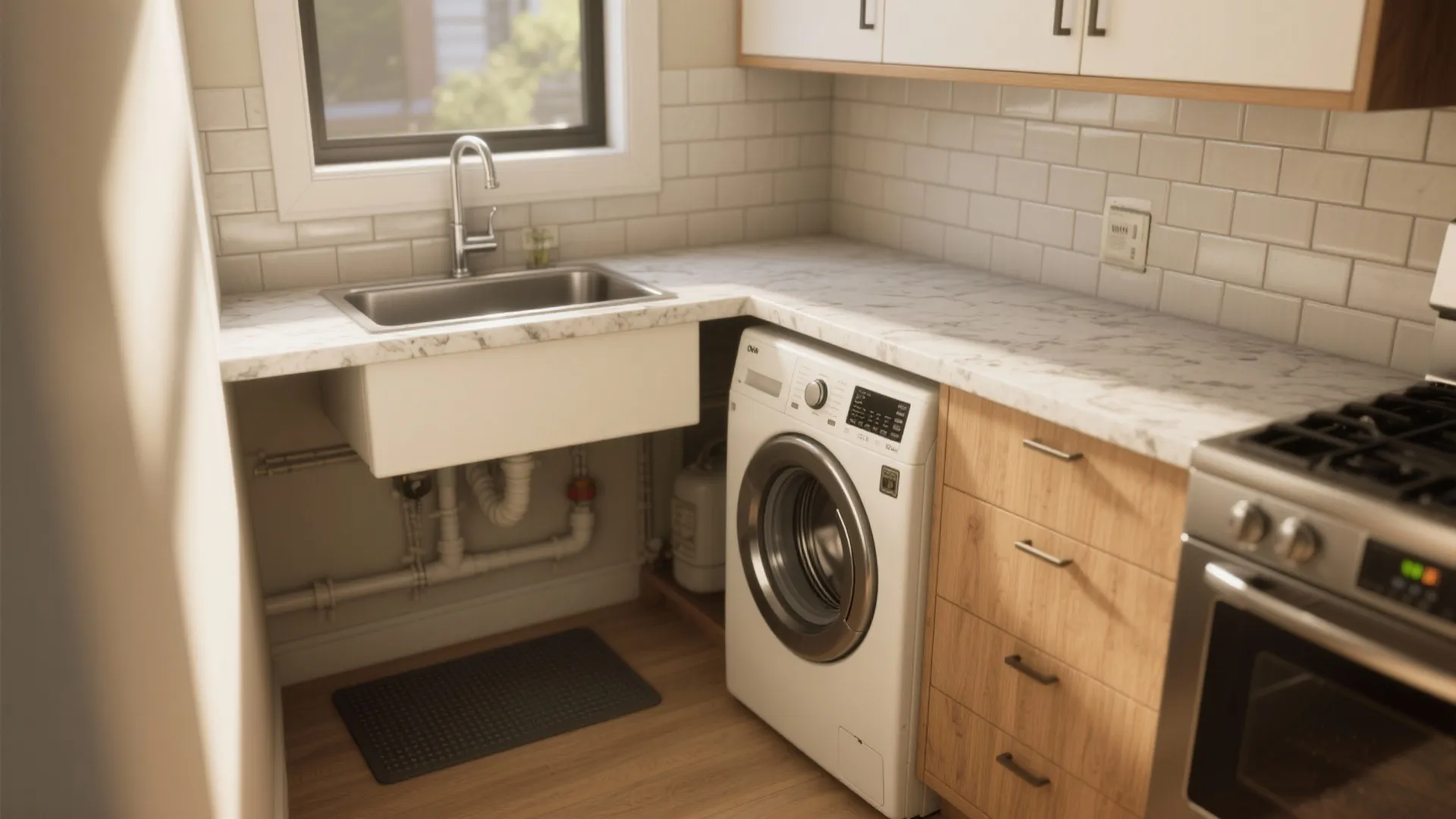 4. Appliance Placement Off the Kitchen or Bathroom