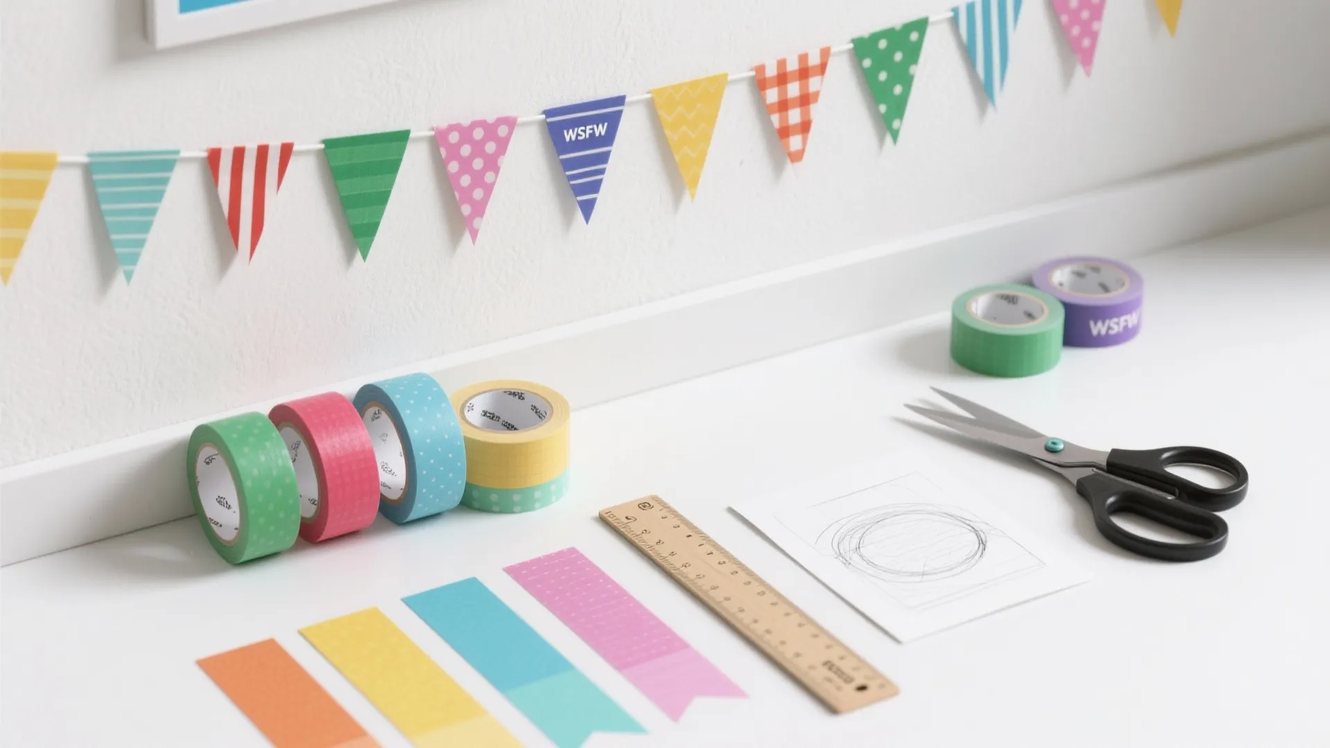 Country flag bunting with washi tape