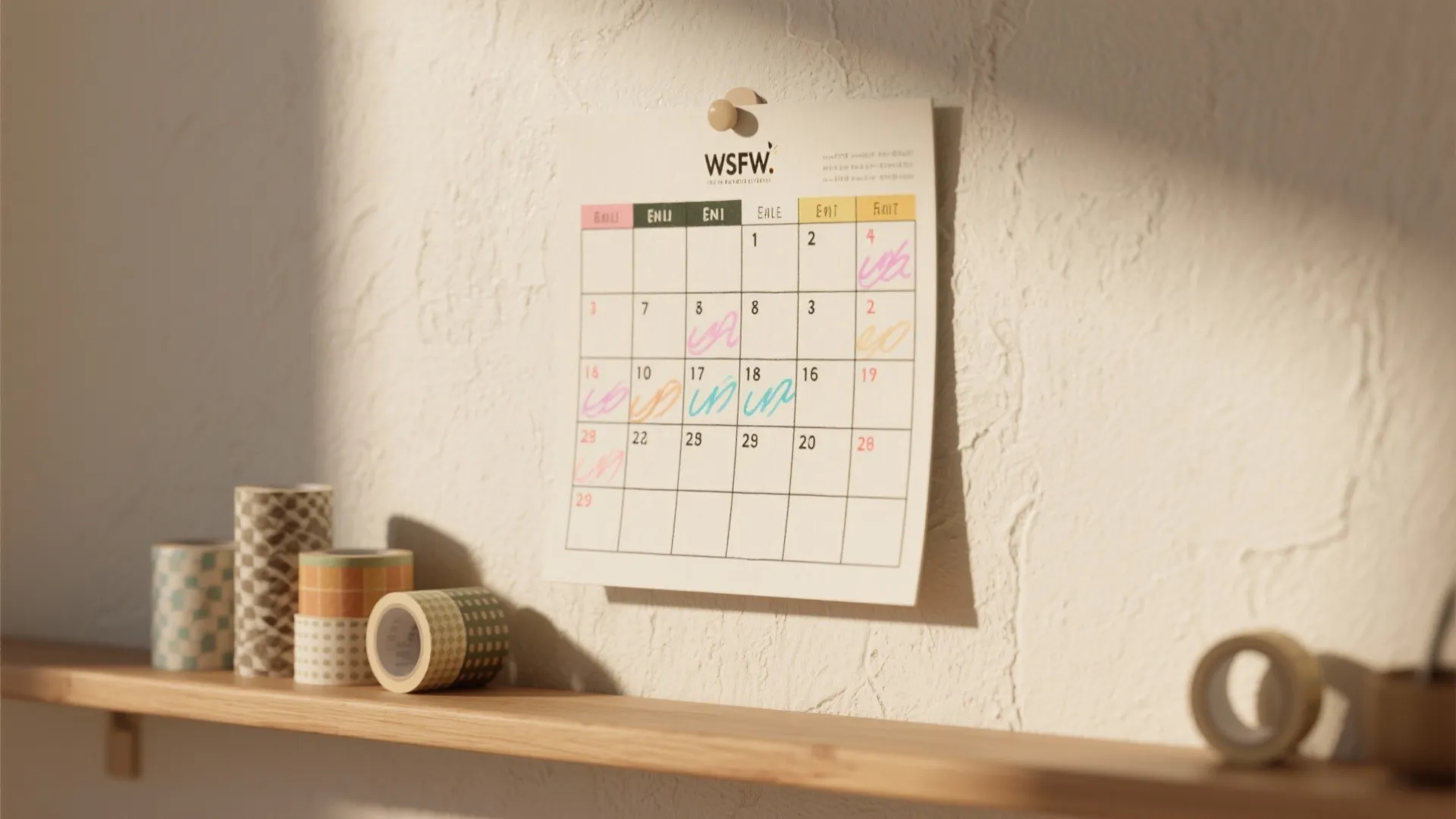 1. Washi Tape Grid Calendar
