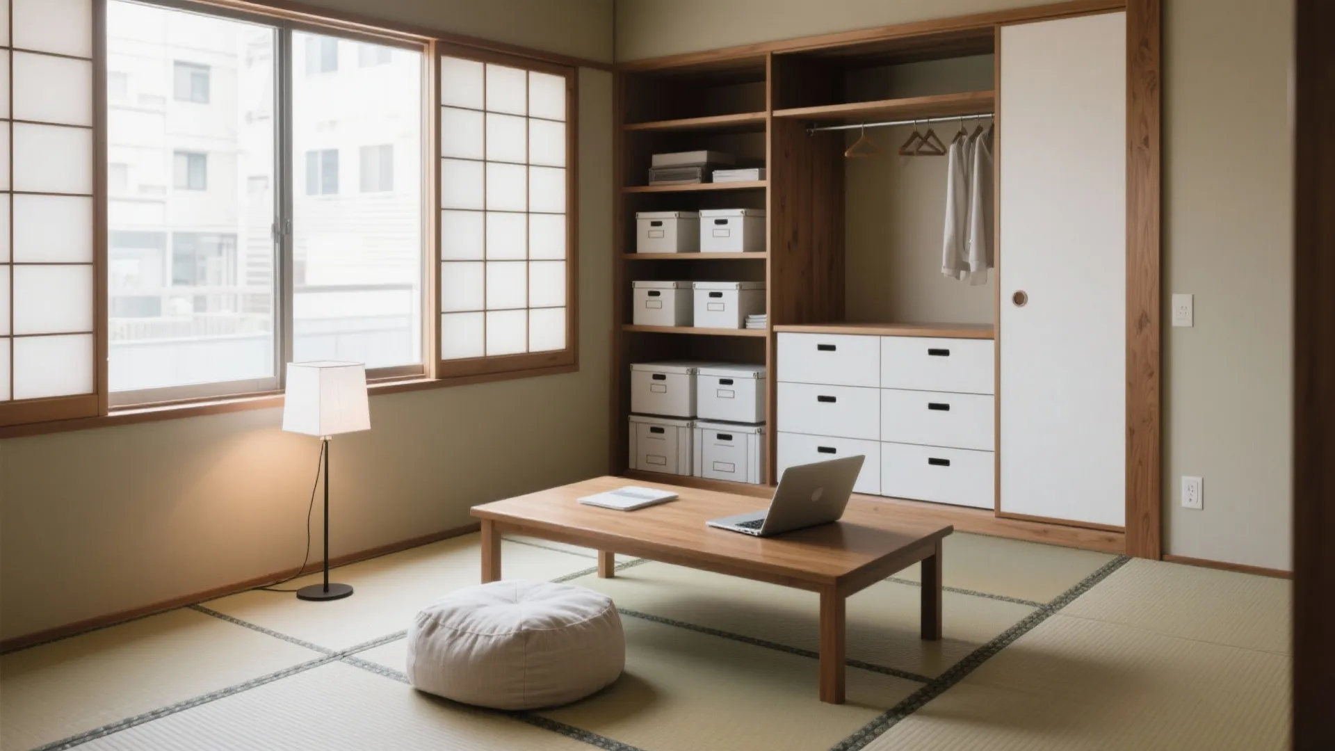 Tips 2: 和室をワーク＆客間の二毛作に。収納技巧で昼夜を切り替える