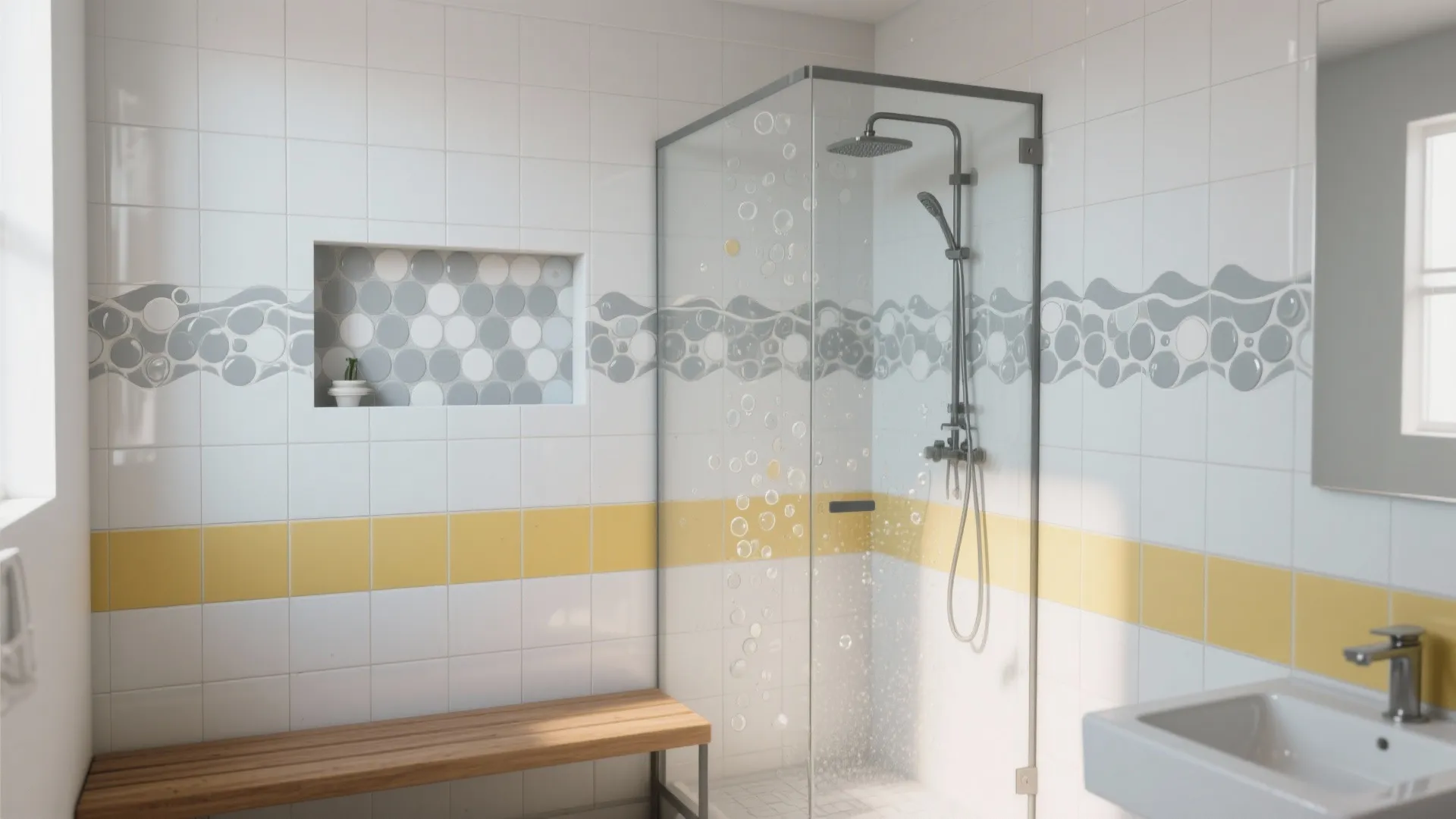 3. Playful tile patterns that nod to water