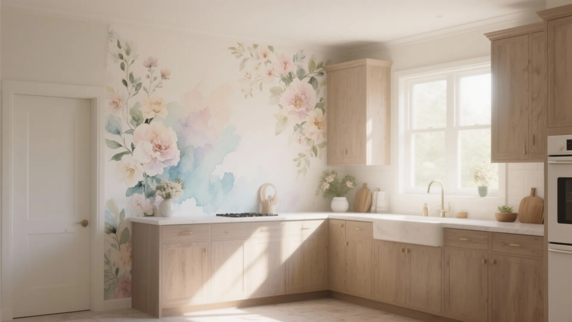 3. Subtle Watercolor Blooms for Light-filled Rooms