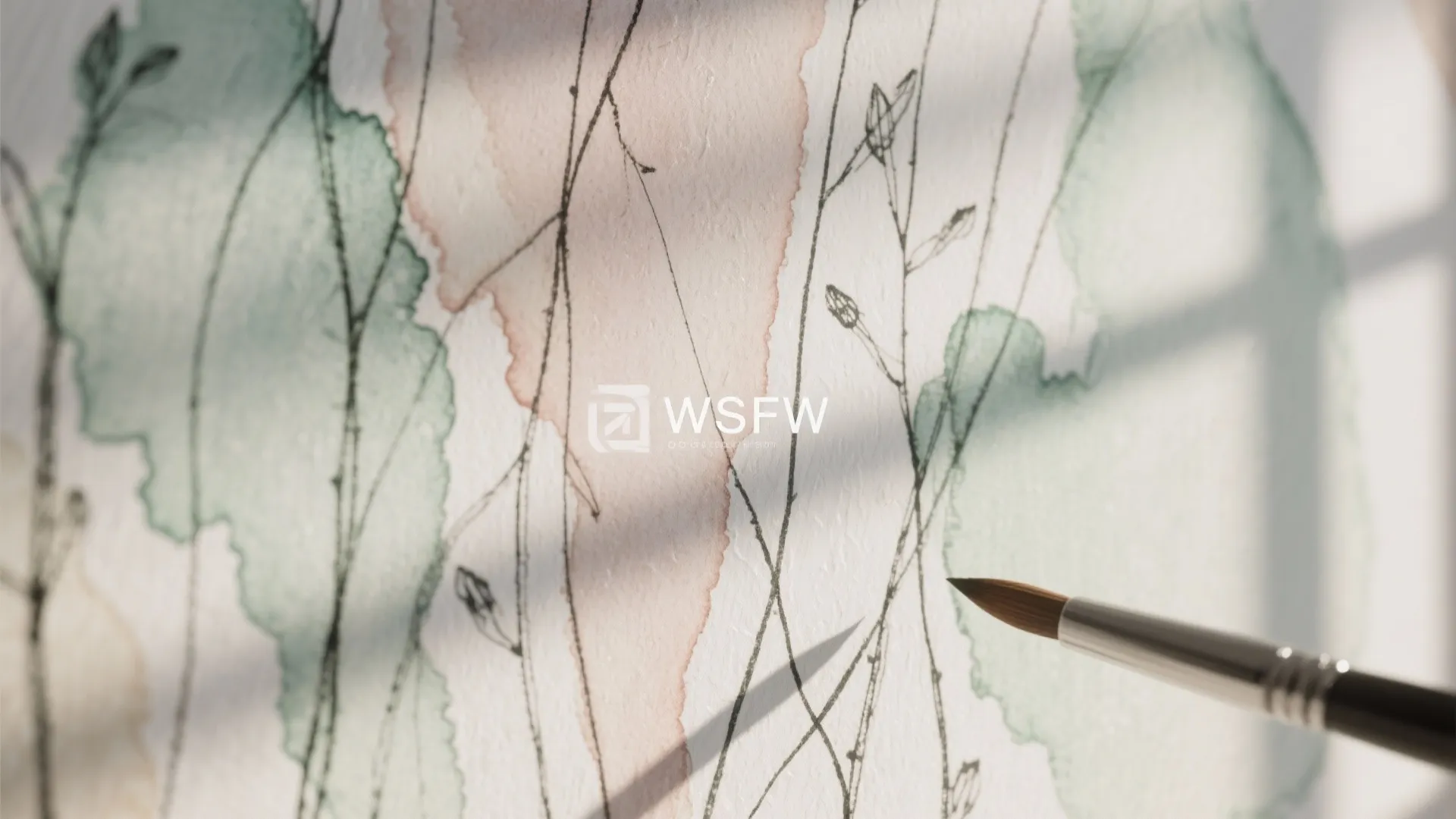 2. Watercolor wash with delicate line work