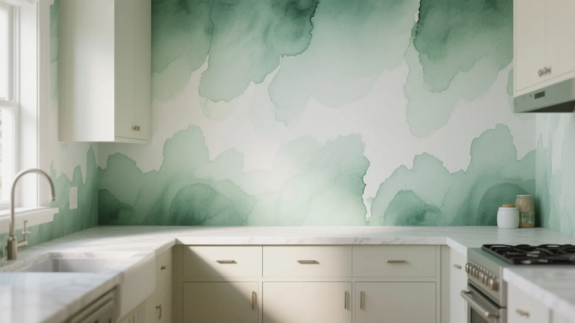 5. Watercolor Greens for an Airy Feel