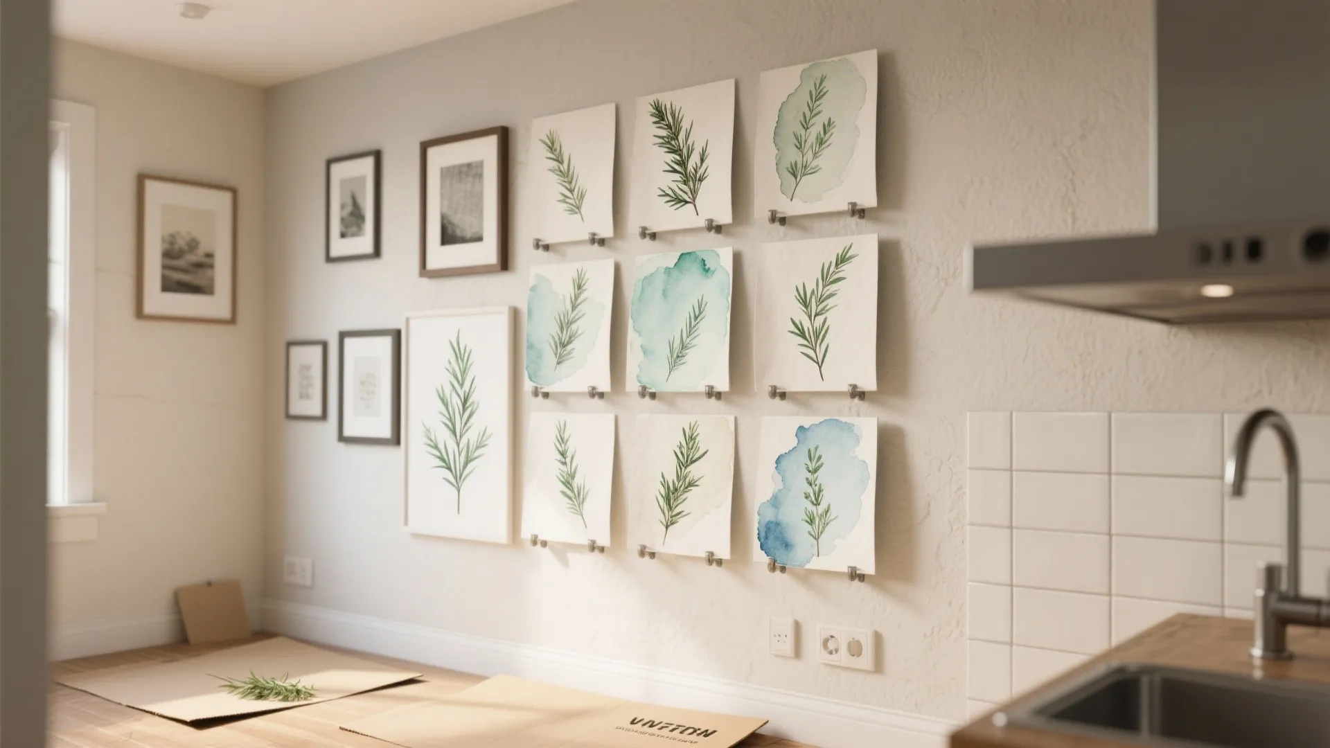 2. Watercolor Herb Panels in Modular Clusters