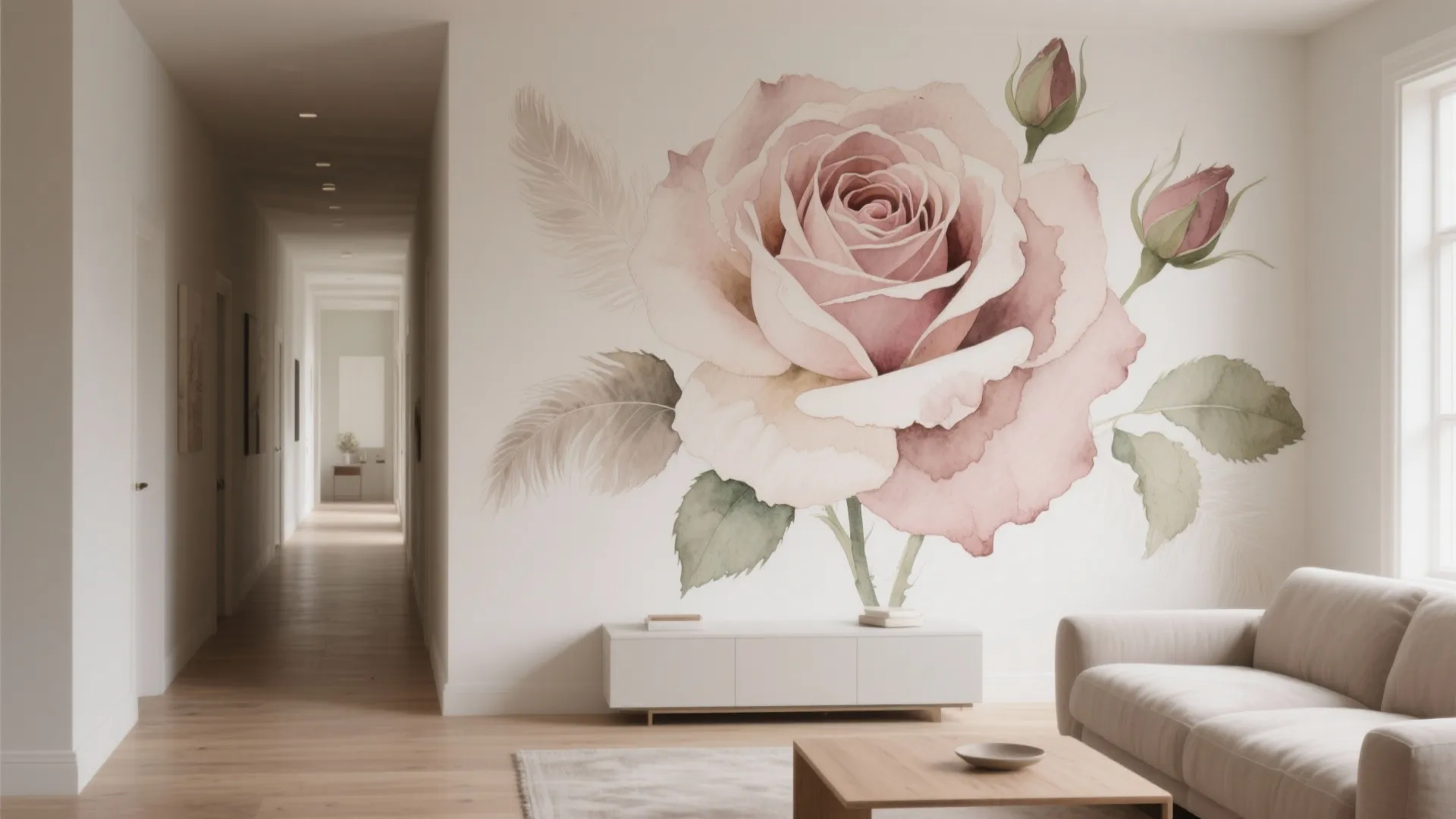 Oversized Watercolor Floral Mural
