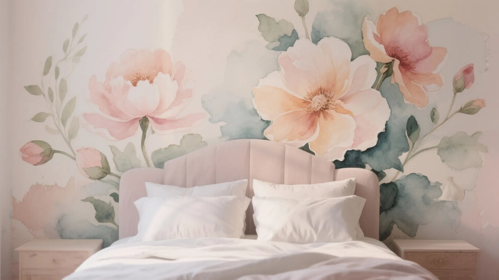 4. Watercolor Wash with Oversized Flowers