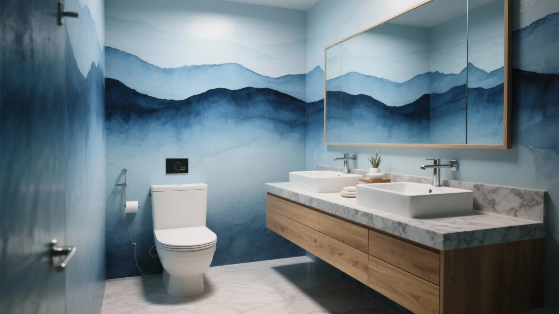 3. Watercolor Waves for a Relaxing Spa Feel