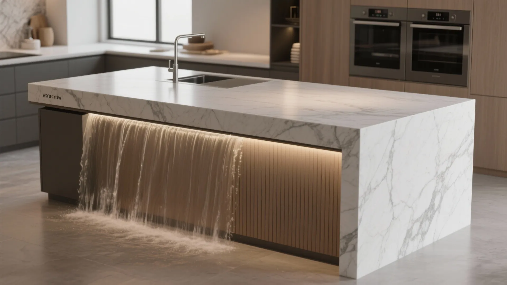5. Waterfall edges and continuous slabs for a seamless look