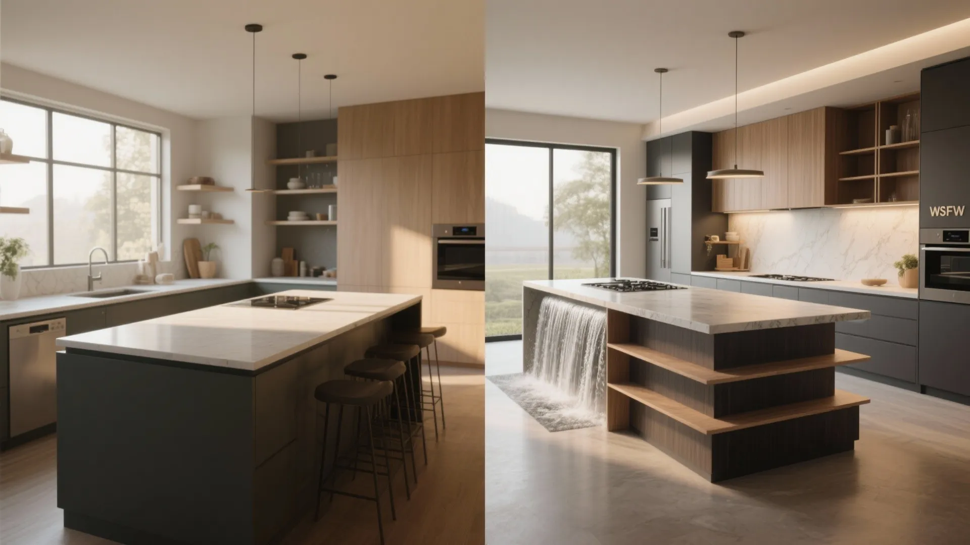 5. Waterfall and multi-level counters — design-forward and functional