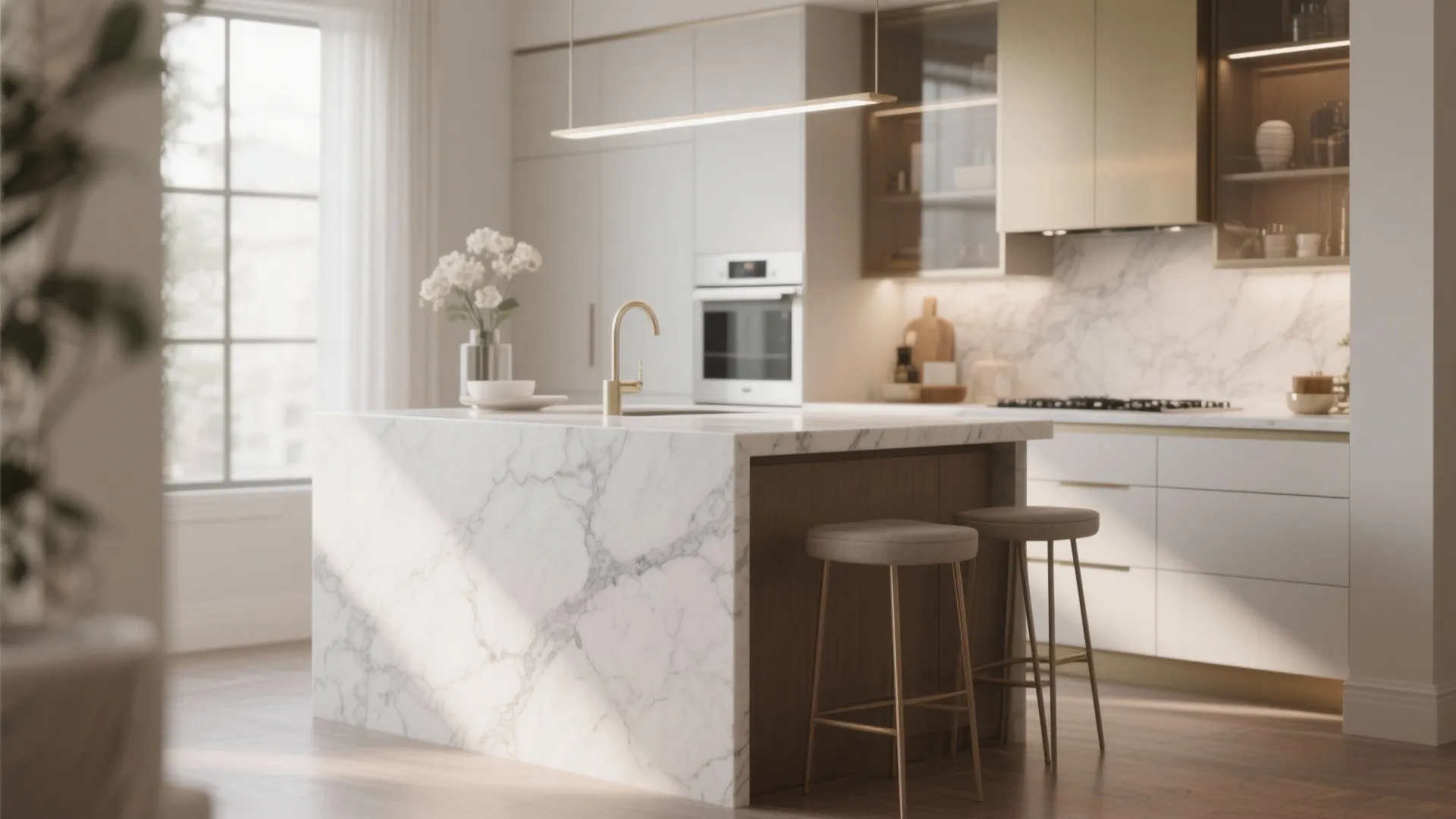 6. Waterfall Countertop Style