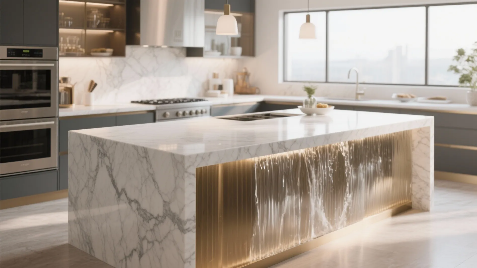 7. Waterfall Countertops