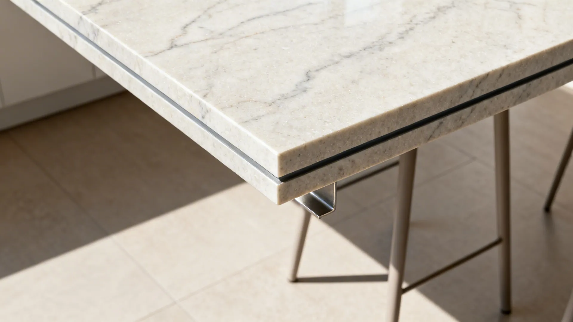 Waterfall peninsula with 12-inch overhang