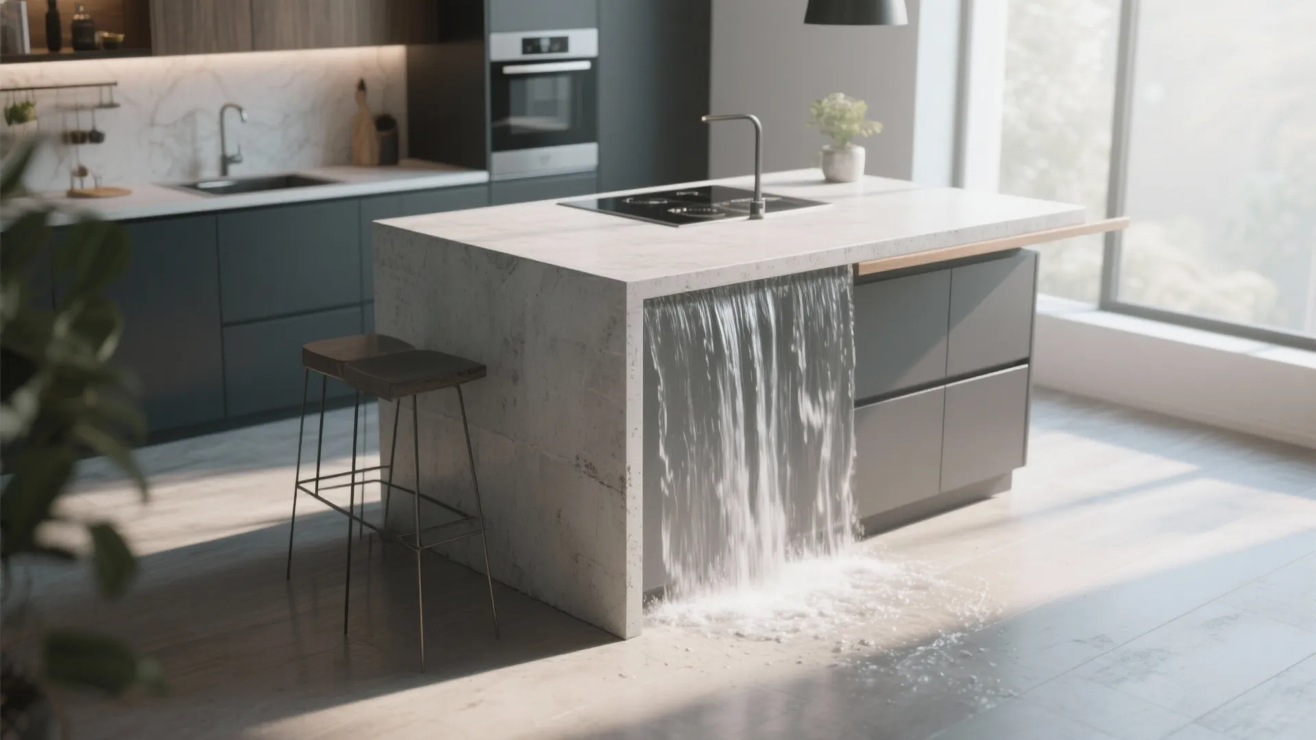 6. Waterfall Edge Countertops