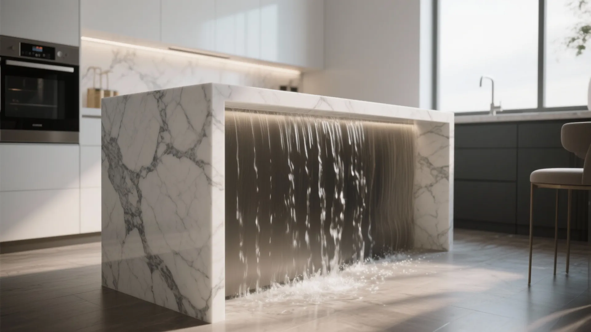 2. Waterfall Edge Countertops