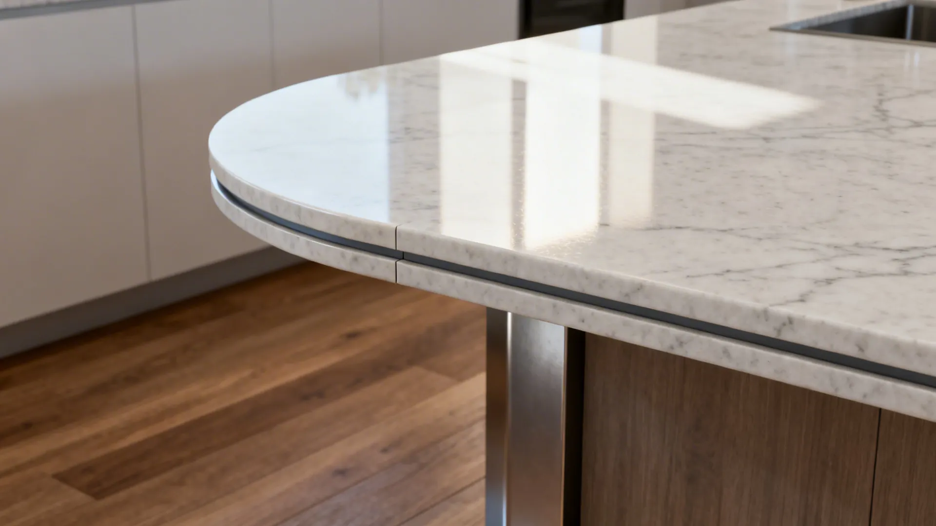 2) C-Shape Breakfast Ledge with Waterfall Return