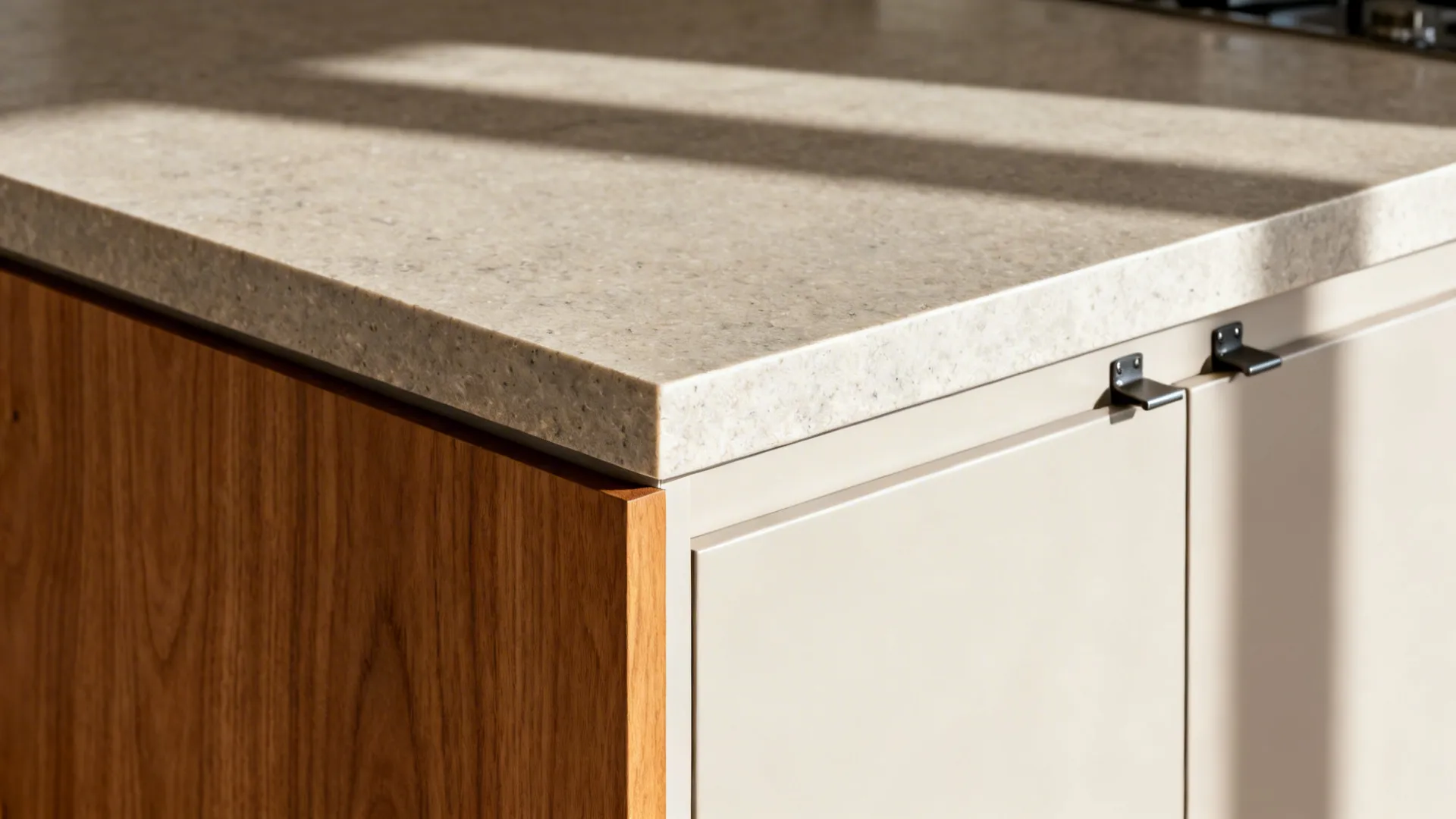 2) Waterfall Countertop, Hidden Access: Doors on the Short End