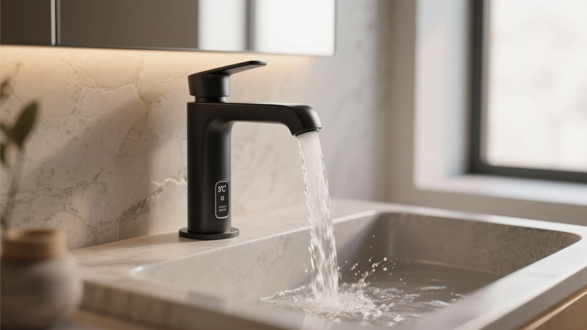 2. Faucet with Waterfall Spout and Temperature Memory