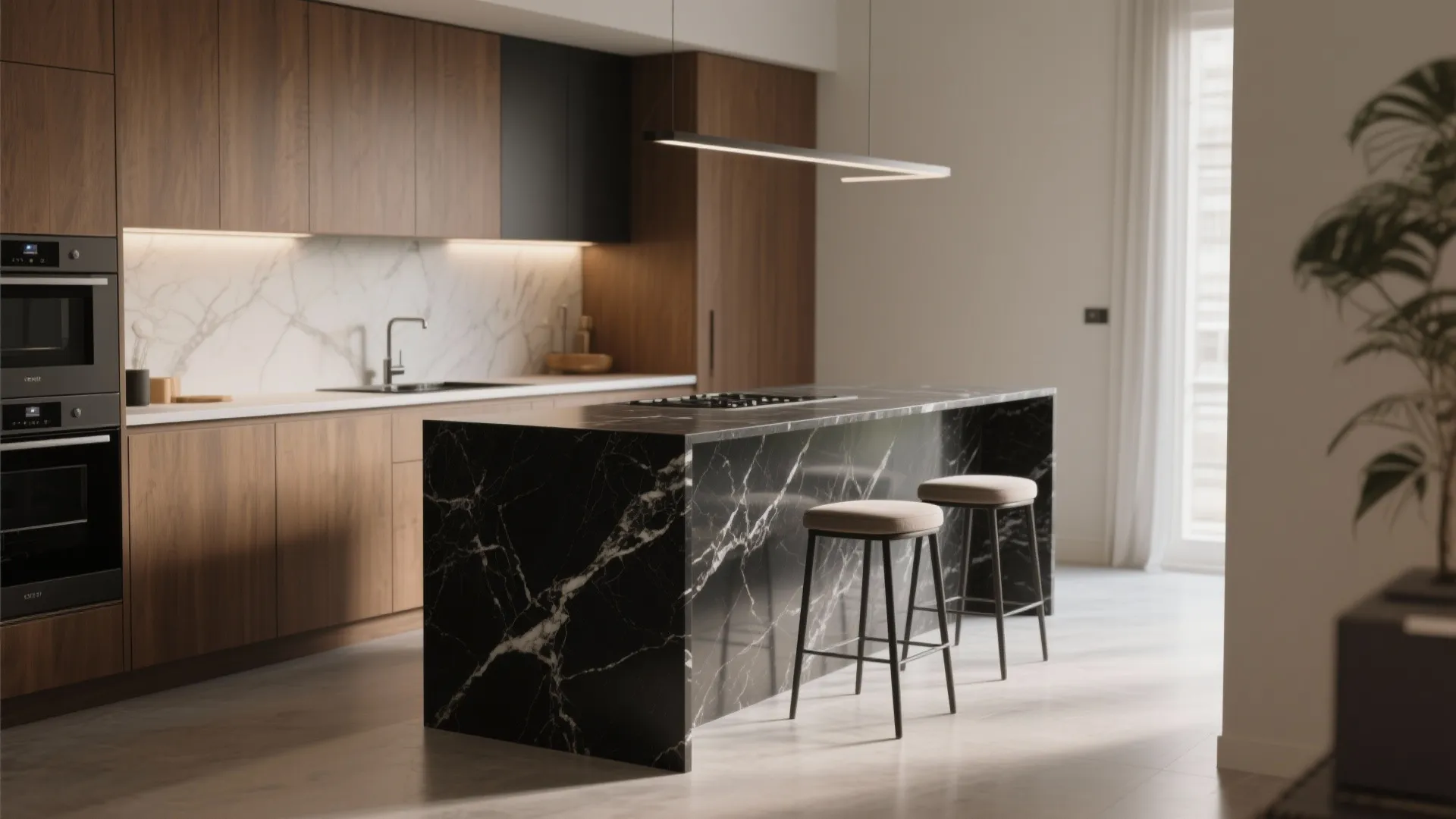 4. Integrate a slim waterfall island