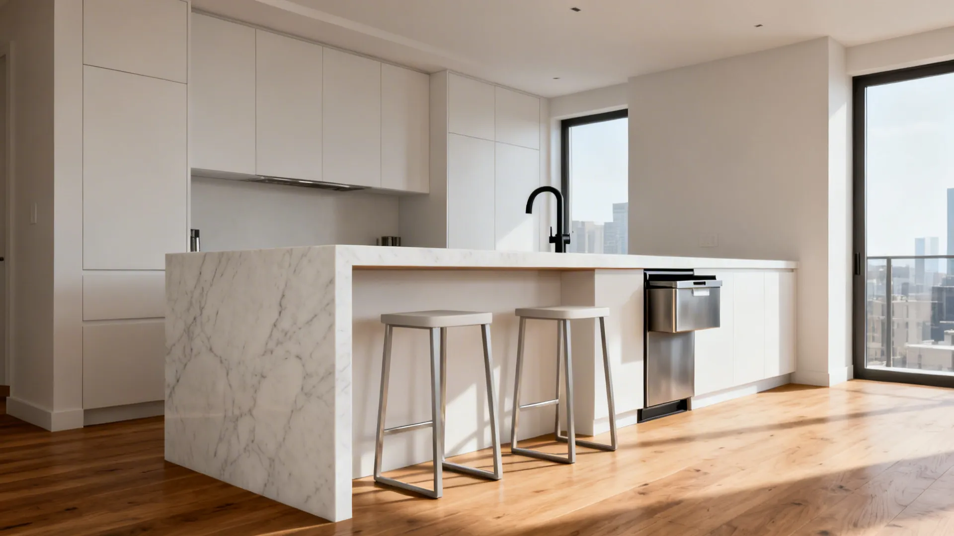 Waterfall Peninsula With Seating for Two