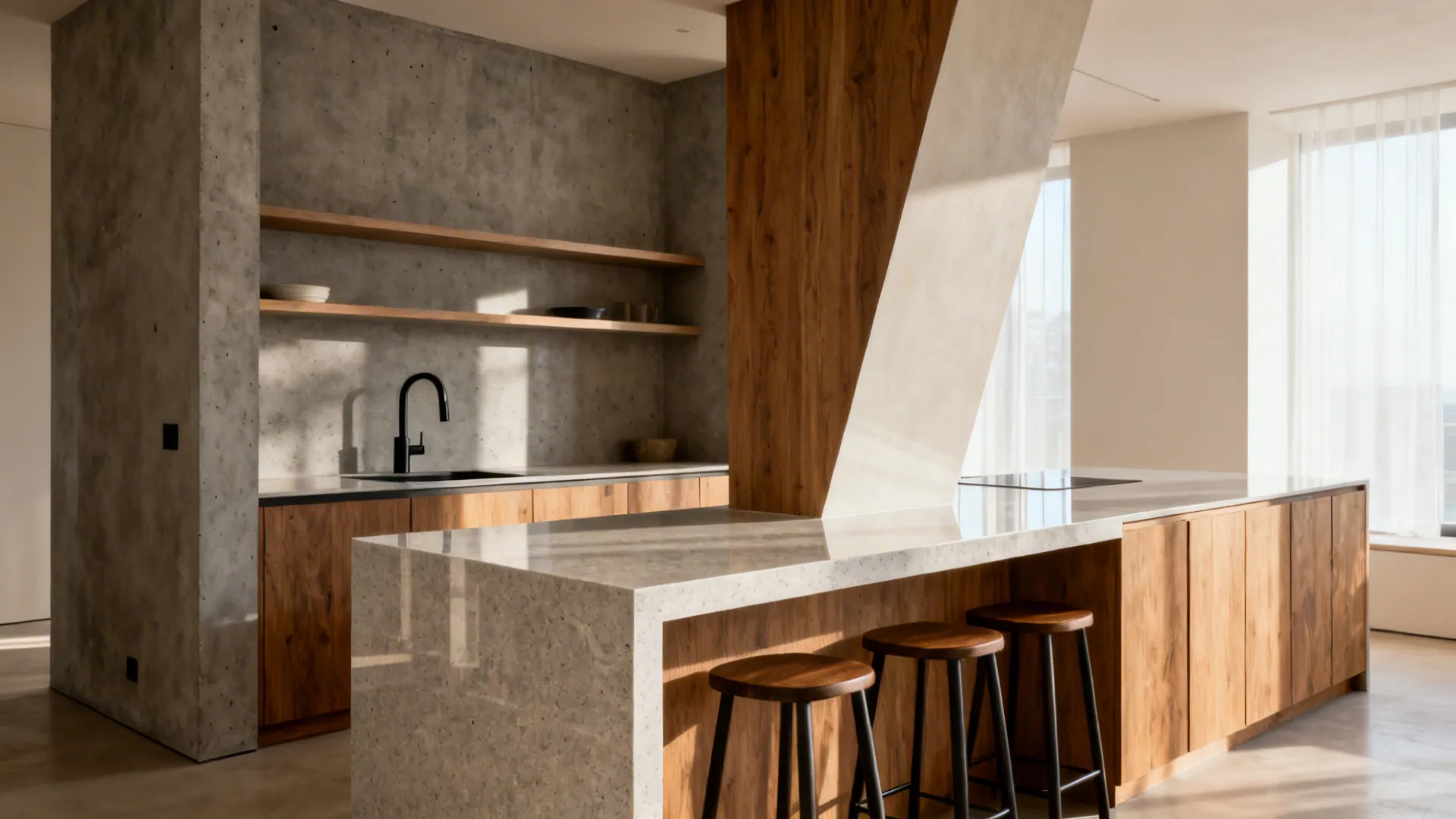 Peninsula Bar with Waterfall Edge