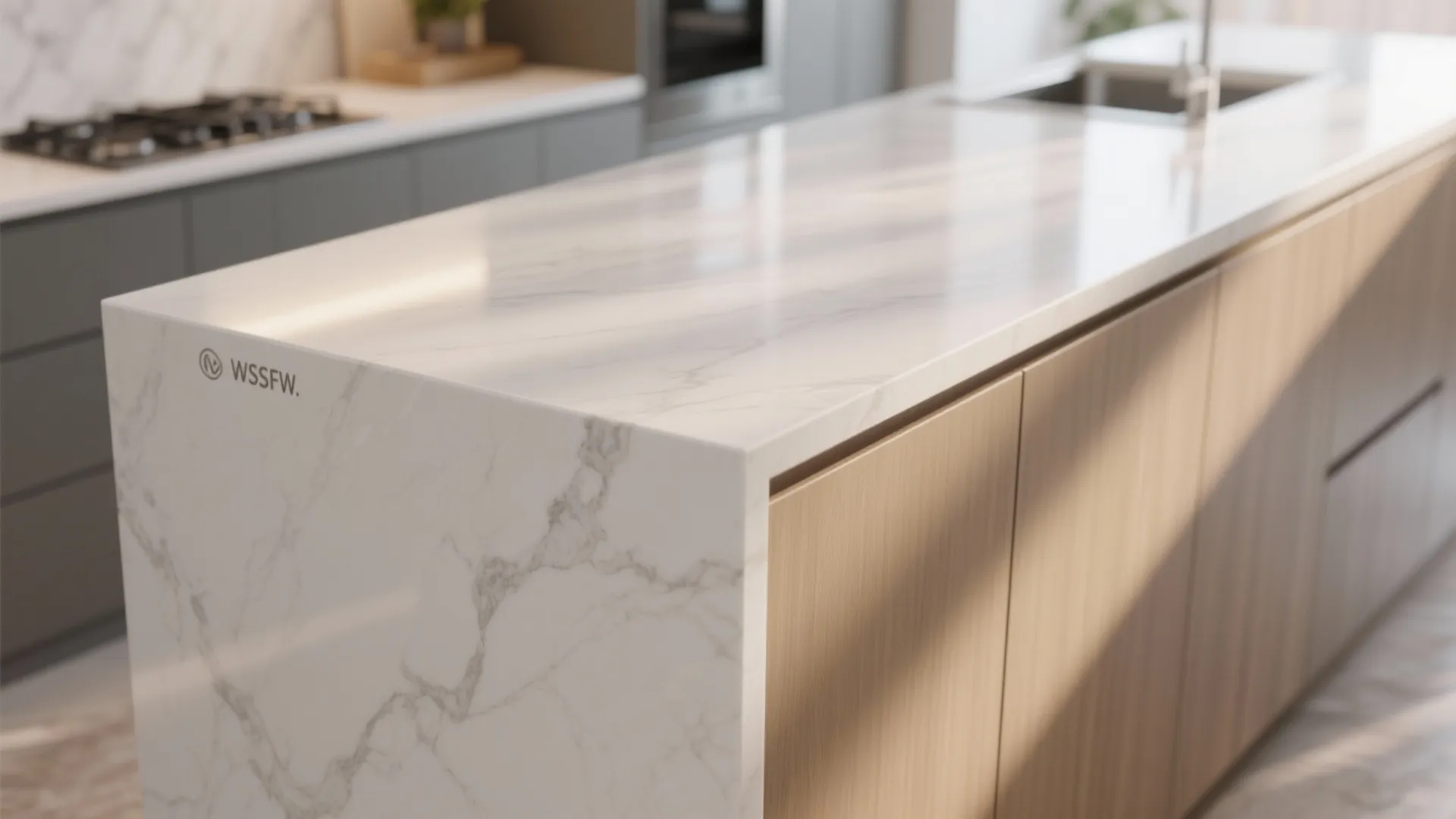 2. Waterfall Countertop Style