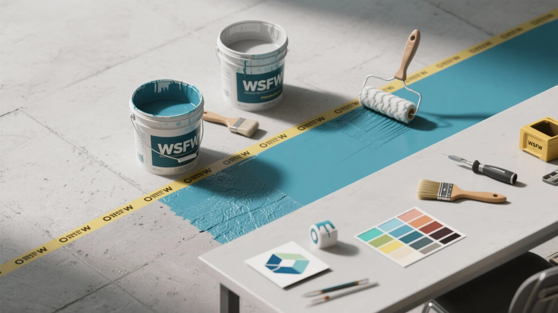 3. Waterproofing primer + color block system