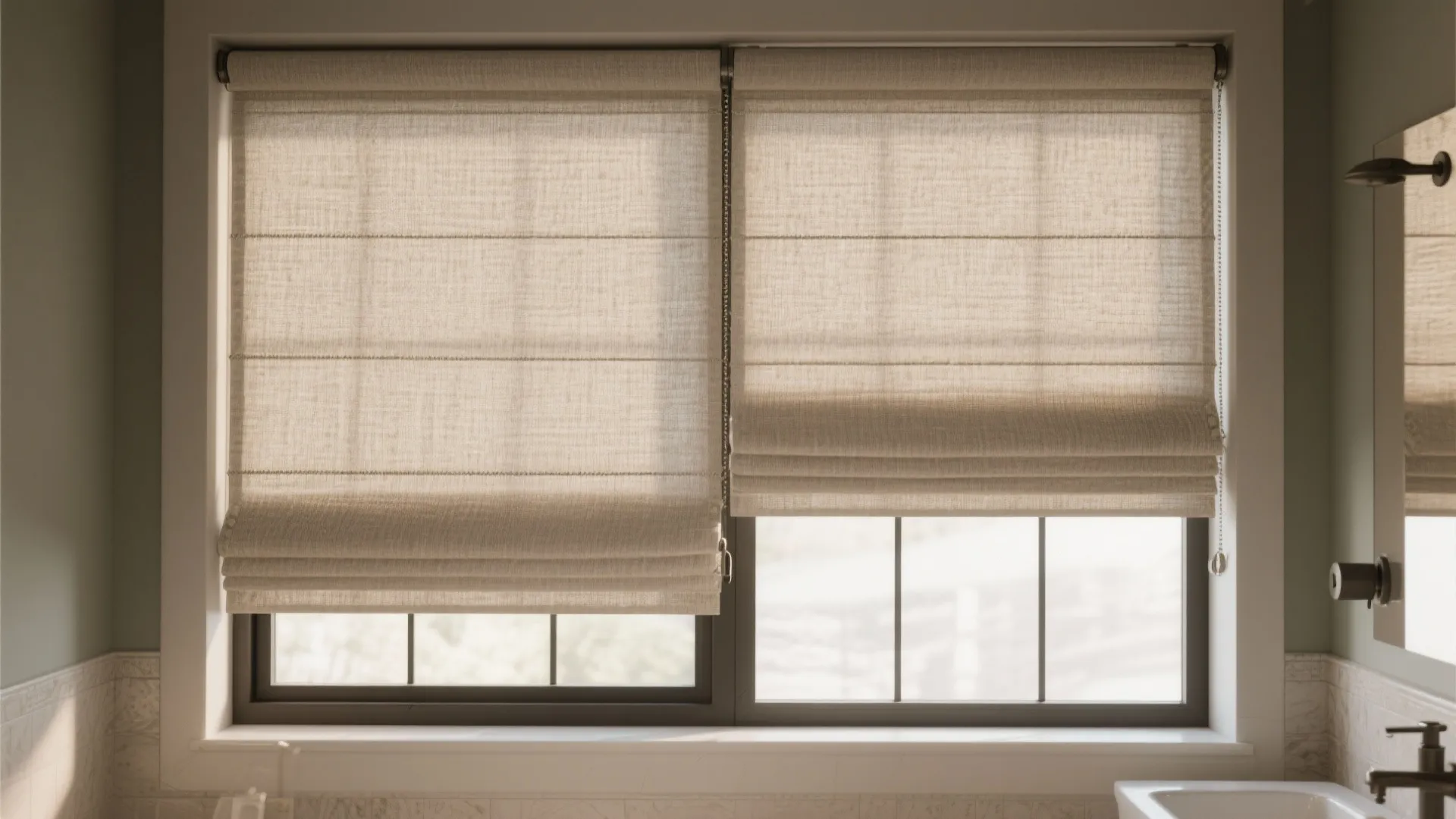 4. Waterproof Roman or faux-fabric panels (softness without mildew)