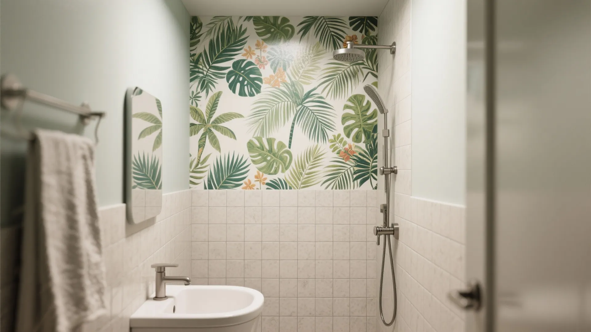 4. Waterproof wallpaper or decals for an accent wall