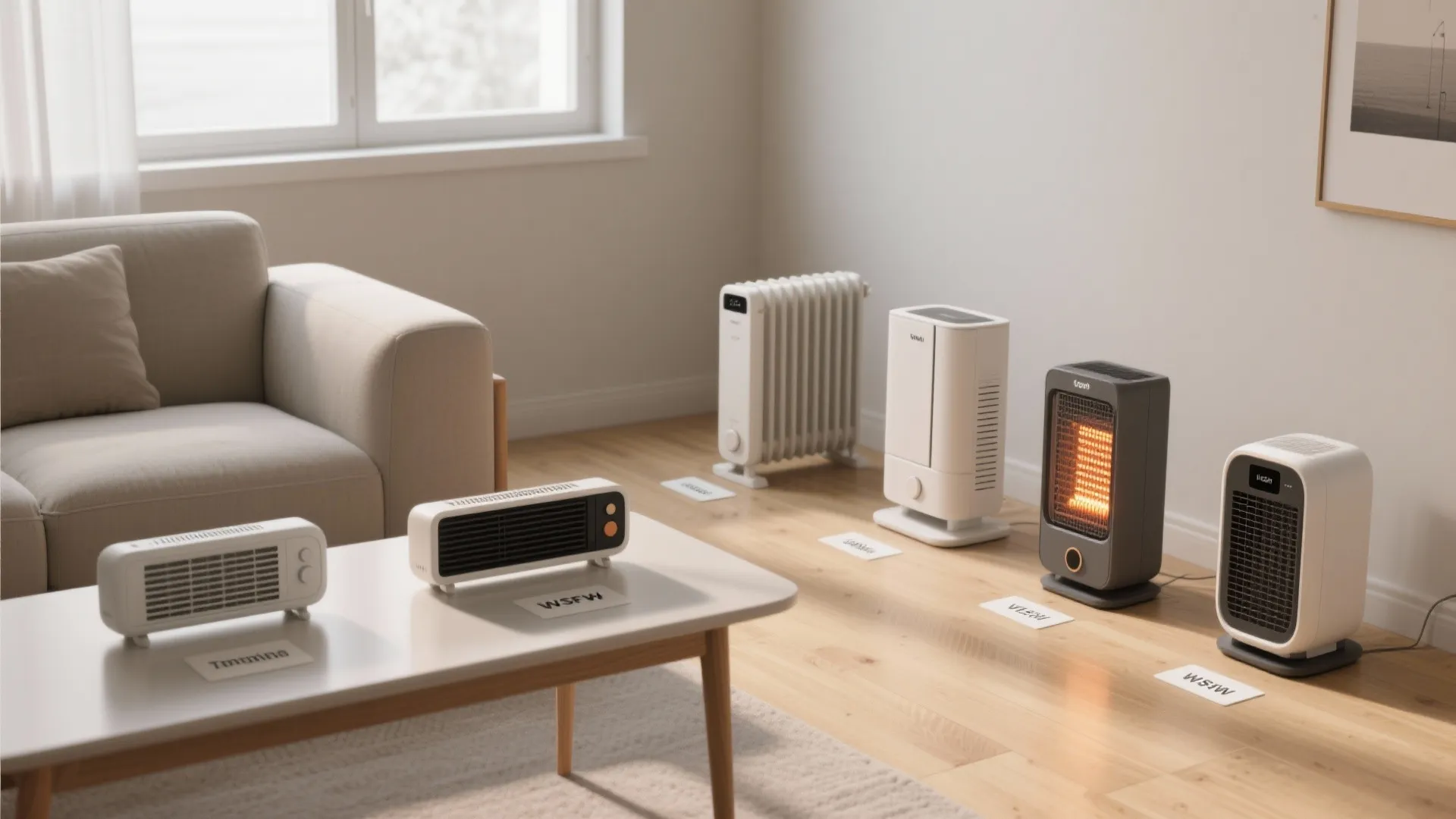 Typical wattage ranges for small space heaters