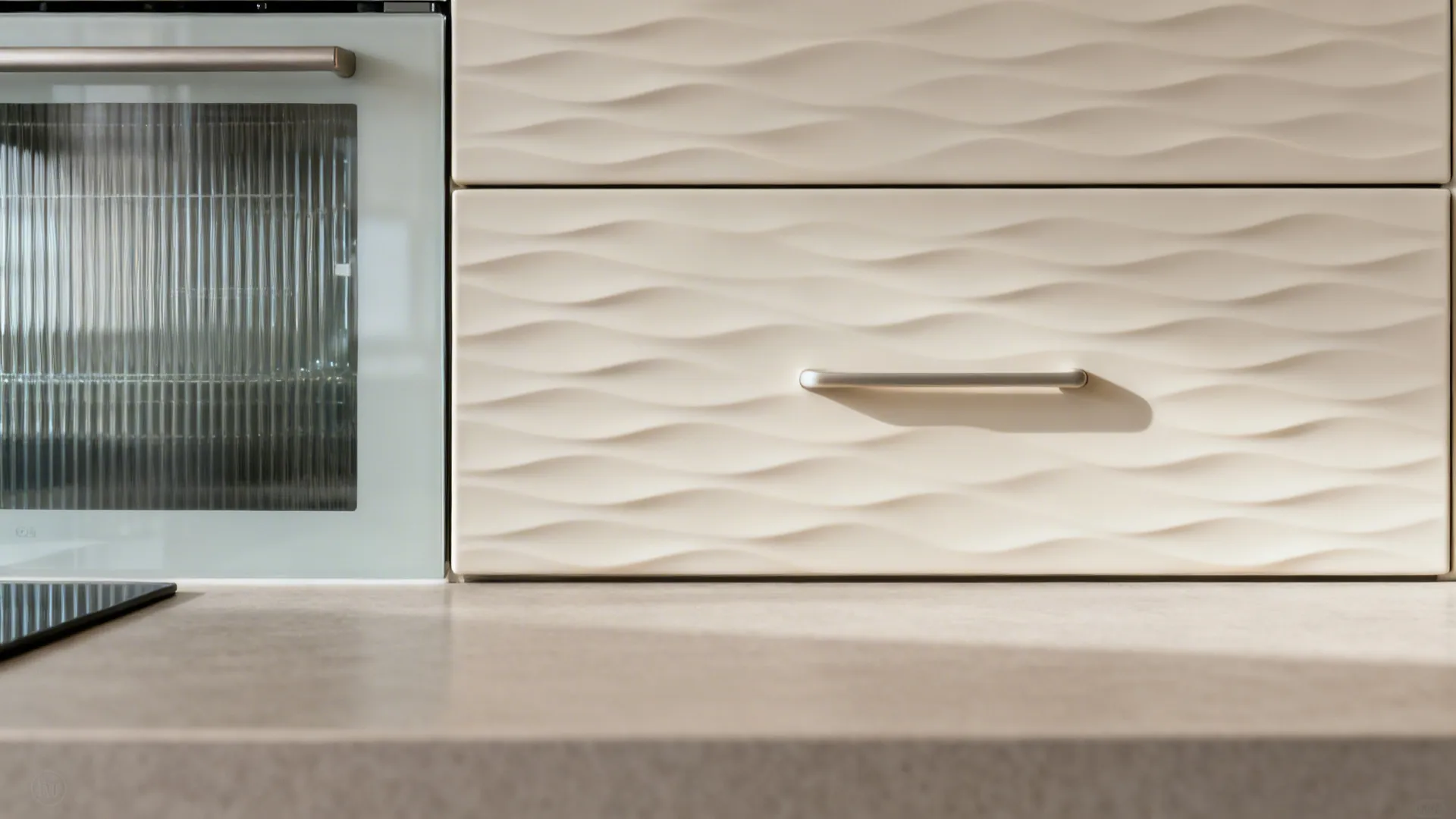 Artful Appliances and Slab Doors with Wave Motifs