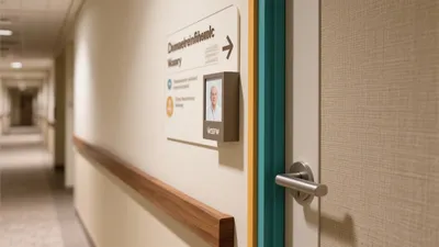 Calm Hospital Corridor Design with Wayfinding Signage