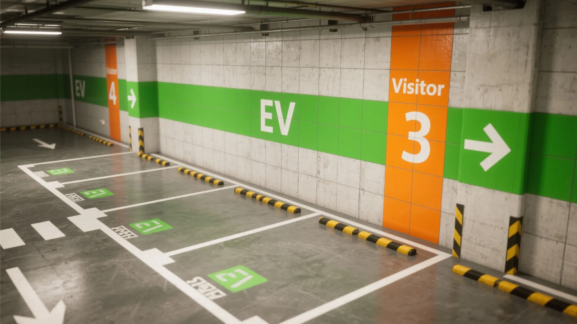 2) Concrete-Look Tiles with Wayfinding Art