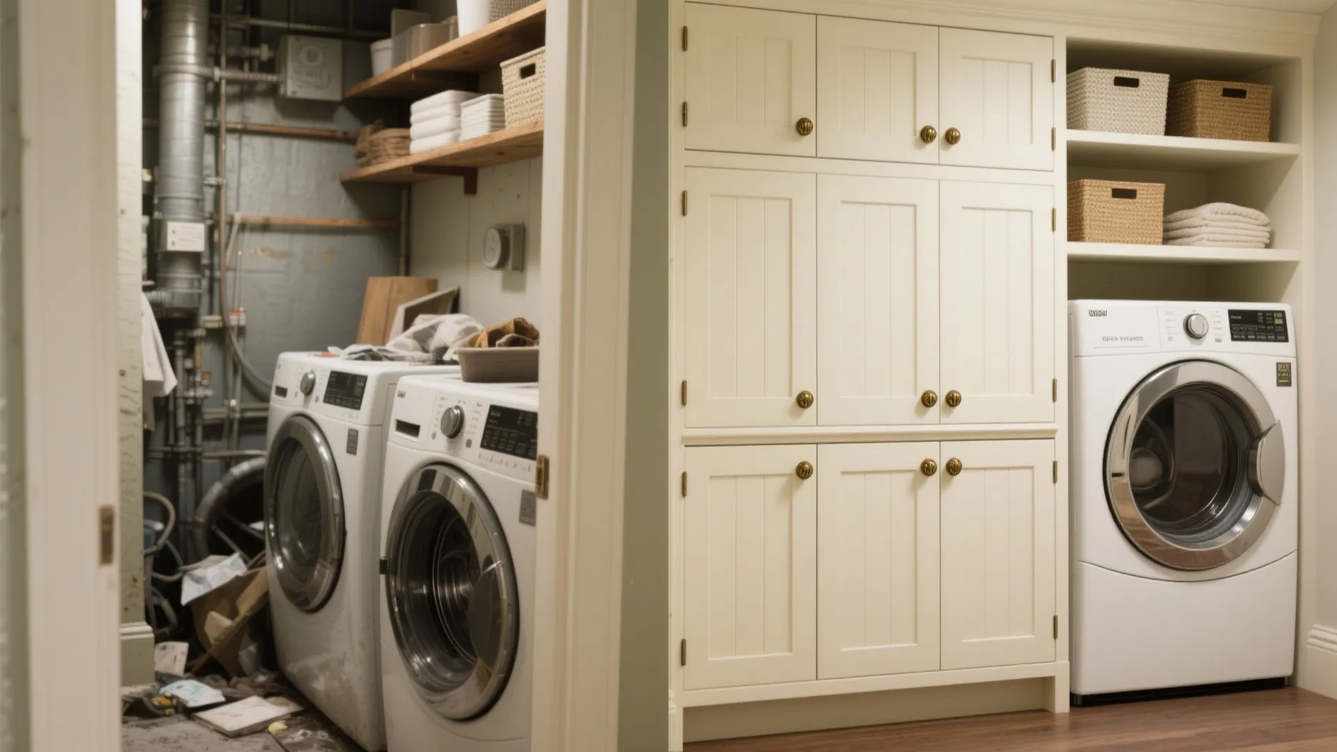 Washer-Dryer Cabinet with Vintage Hardware