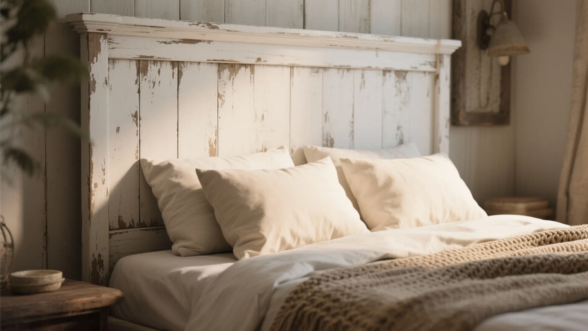 1. Classic White Panel Bed with Weathered Finish