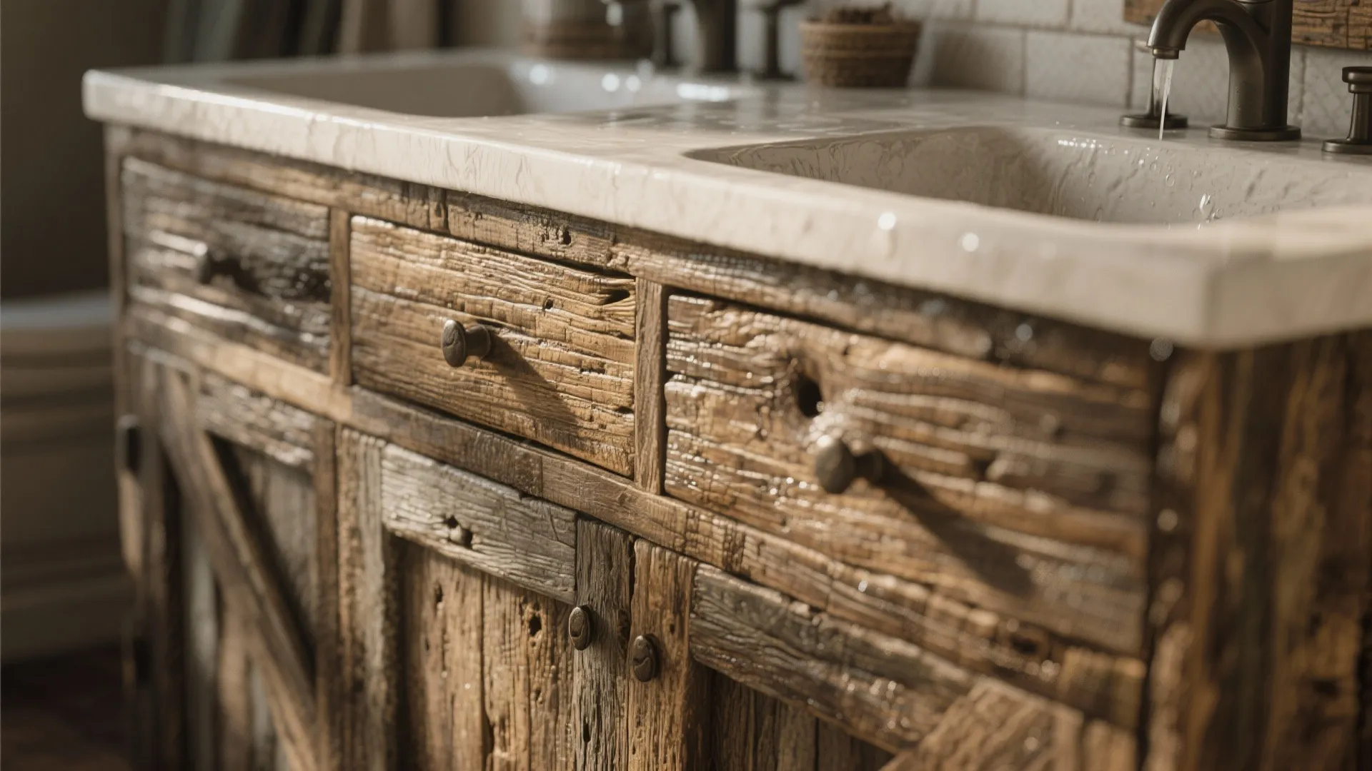 Idea 1: Weathered Wood Vanities