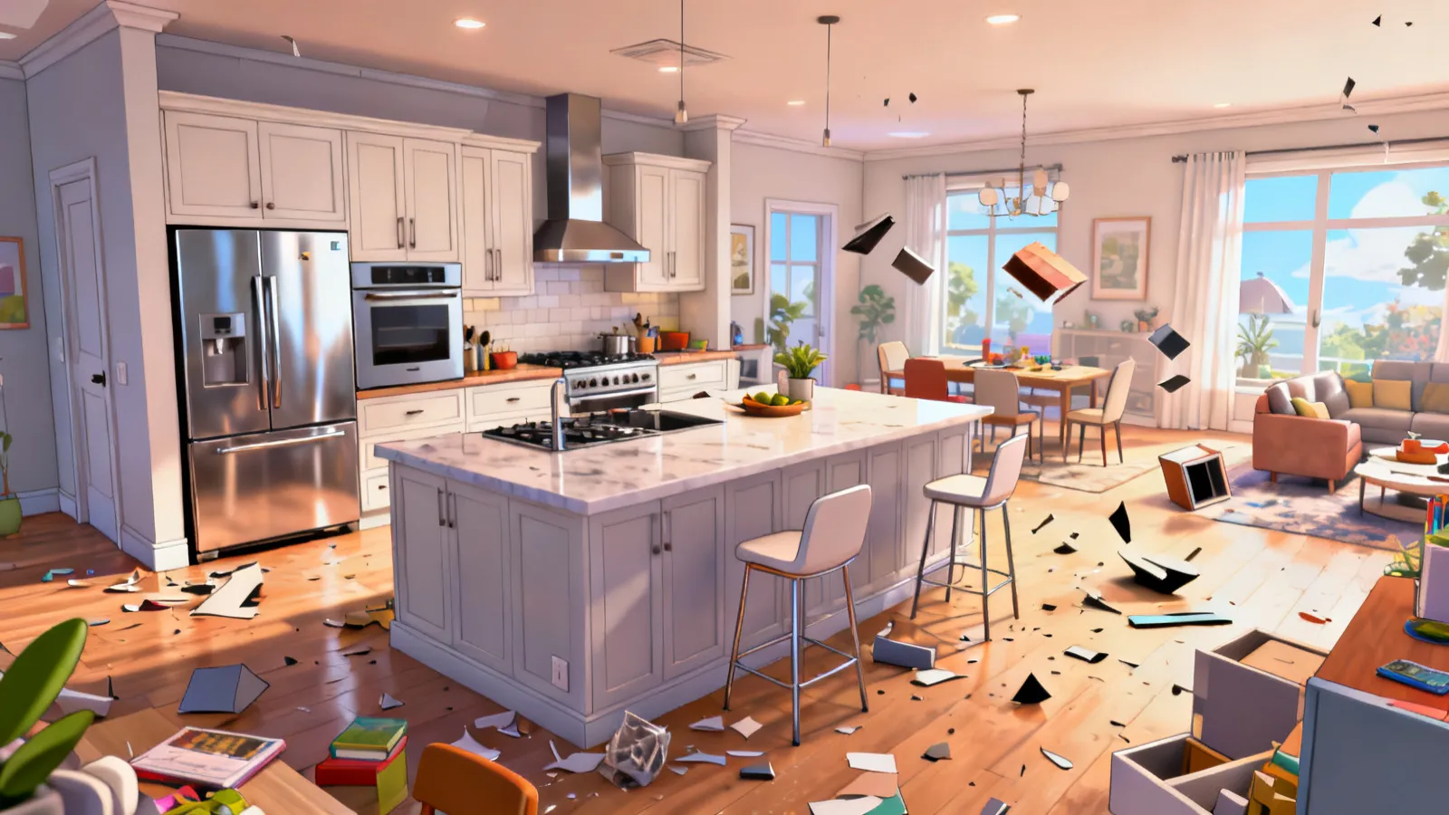 spacious modern kitchen with functional layout and island workspace