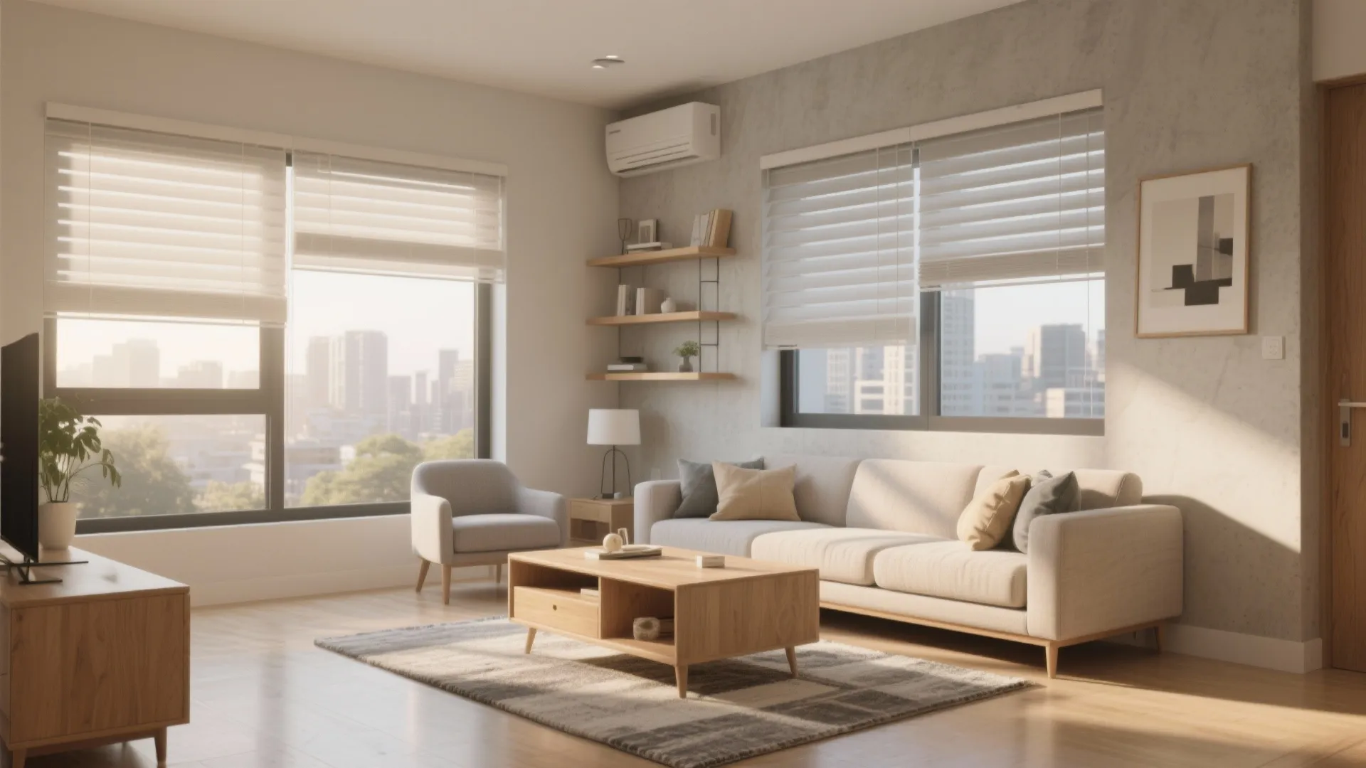 Sun-smart palette and shading for west-facing units